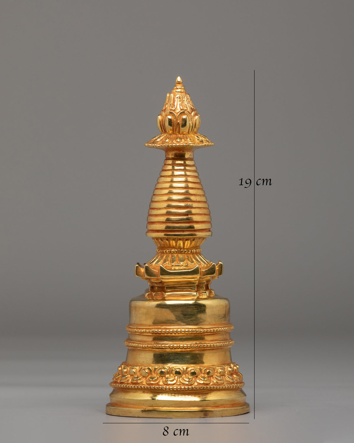 Gold Plated Altar Kadampa Stupa | Handcrafted Sacred Buddhist Shrine