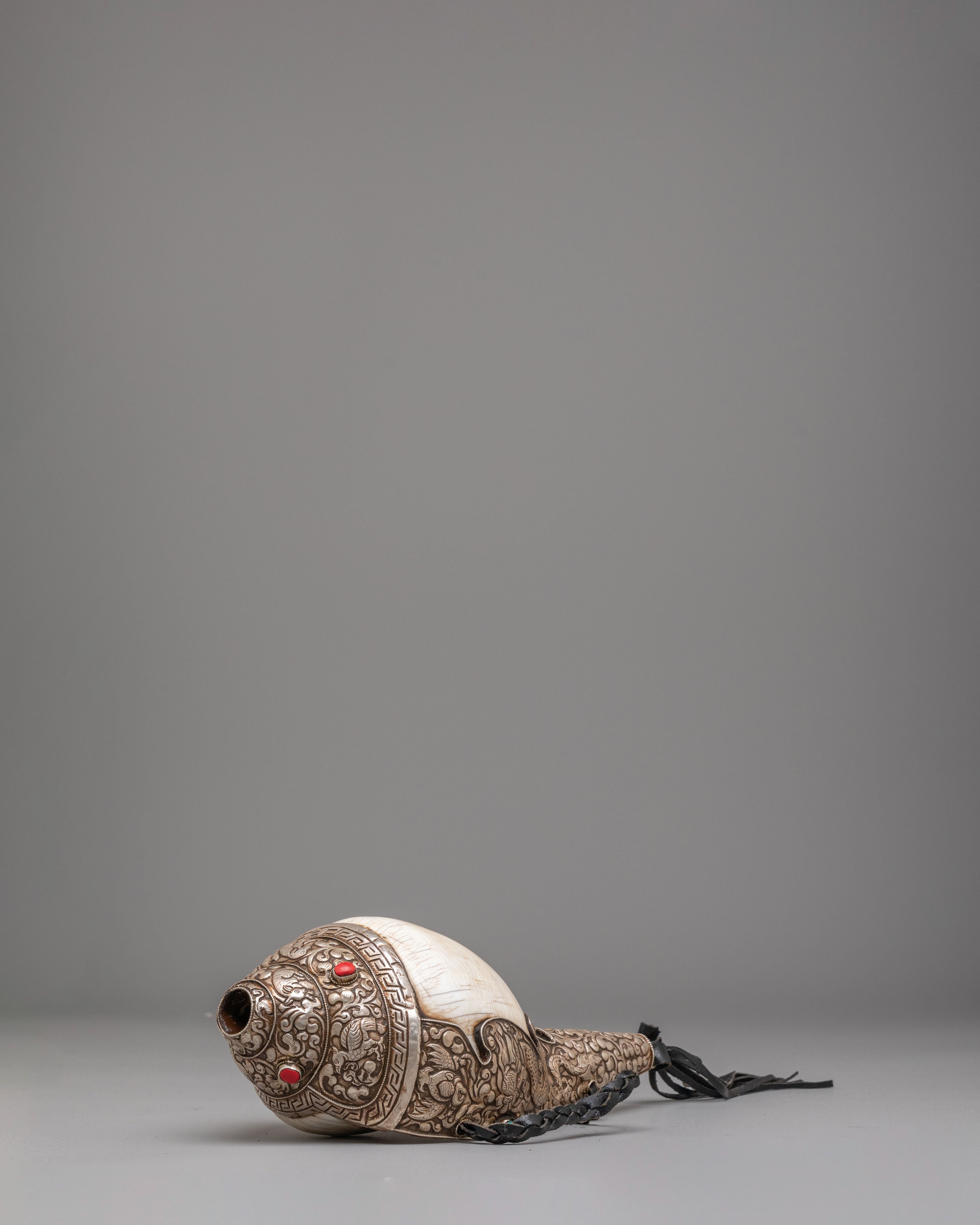 Traditional Dharma Conch Shell | Buddhist Ritual Object for Meditation