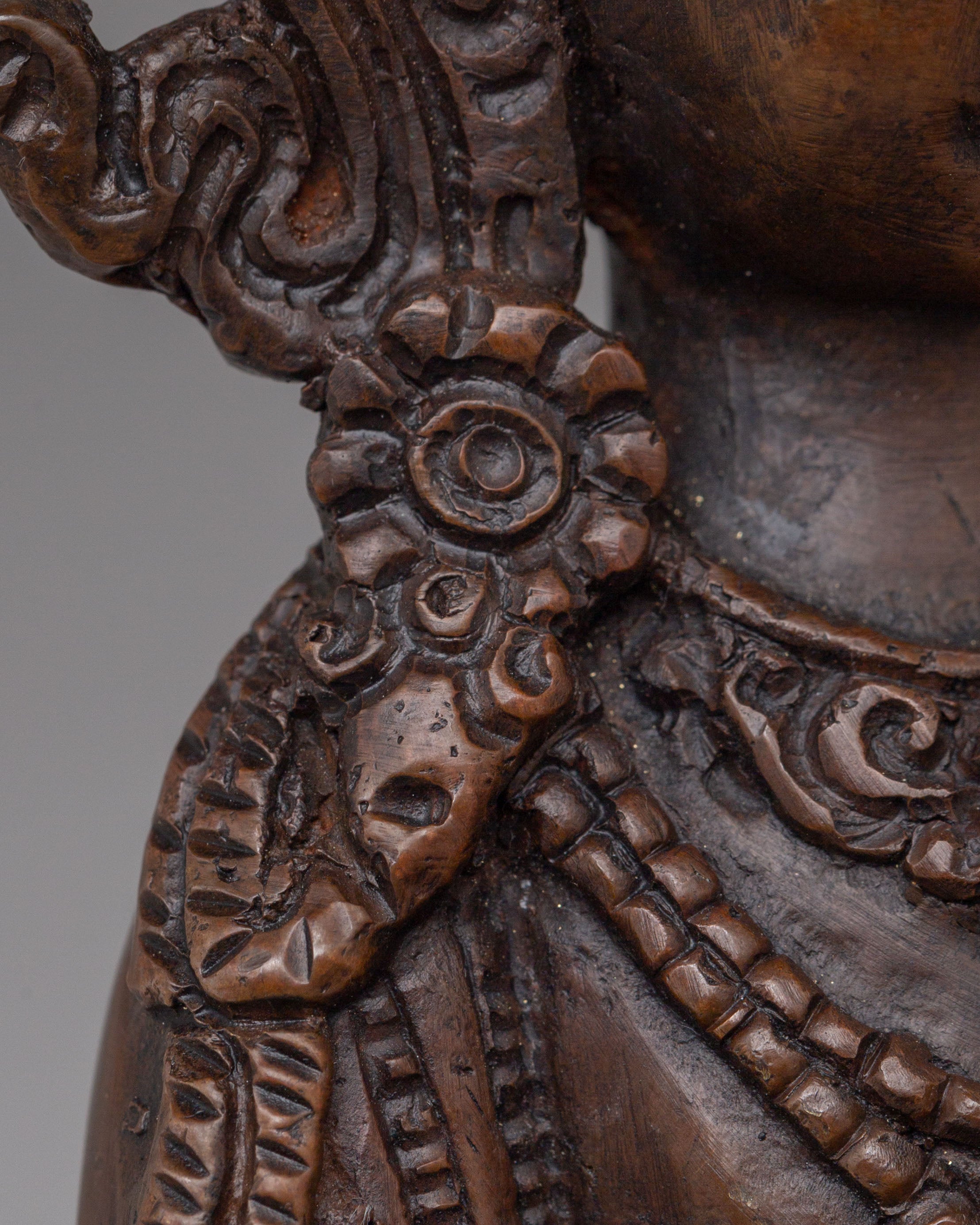 Sacred Himalayan Vajrasattva Statue | Oxidized Copper Figurine for Spiritual Meditation