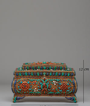 Decorative Jewelry Box | Handcrafted Silver and Copper Box with Semi-Precious Stones