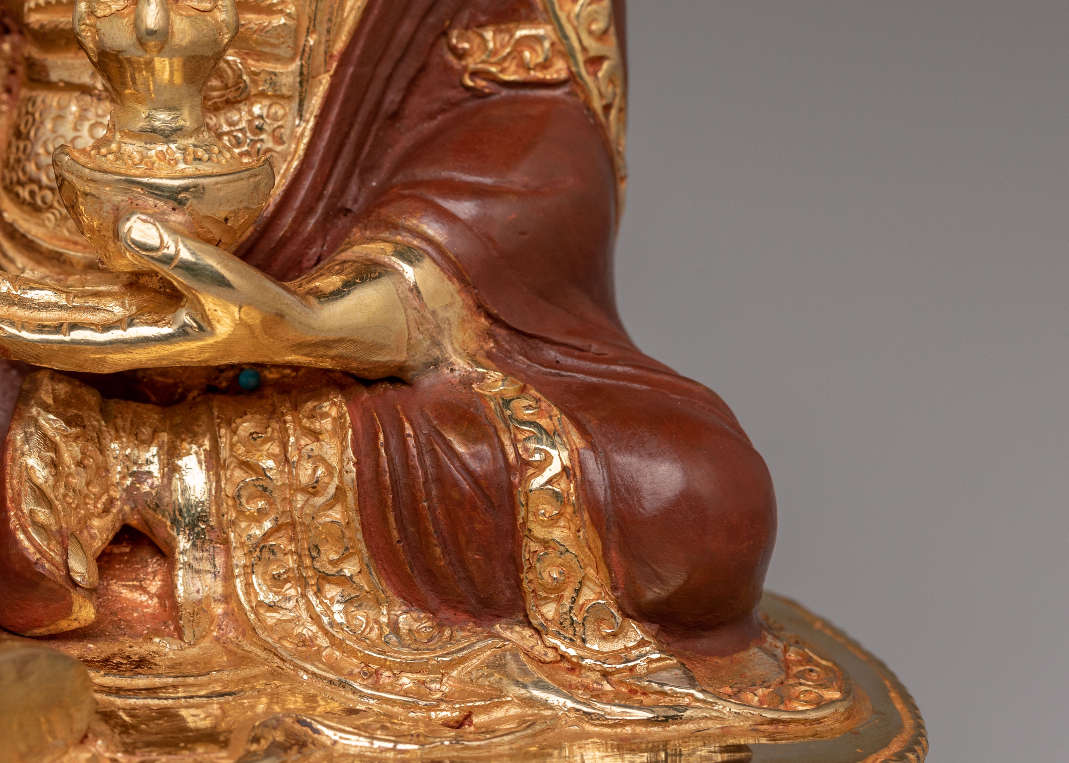 Himalayan Guru Rinpoche Altar Statue | 24K Gold Plated Tibetan Buddha