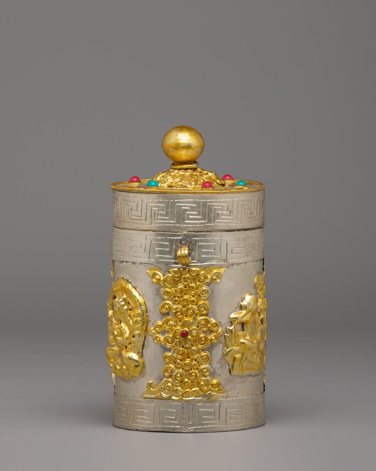 Handcrafted Himalayan Jewelry Box | Copper Box with Electro Gold and Silver Plating