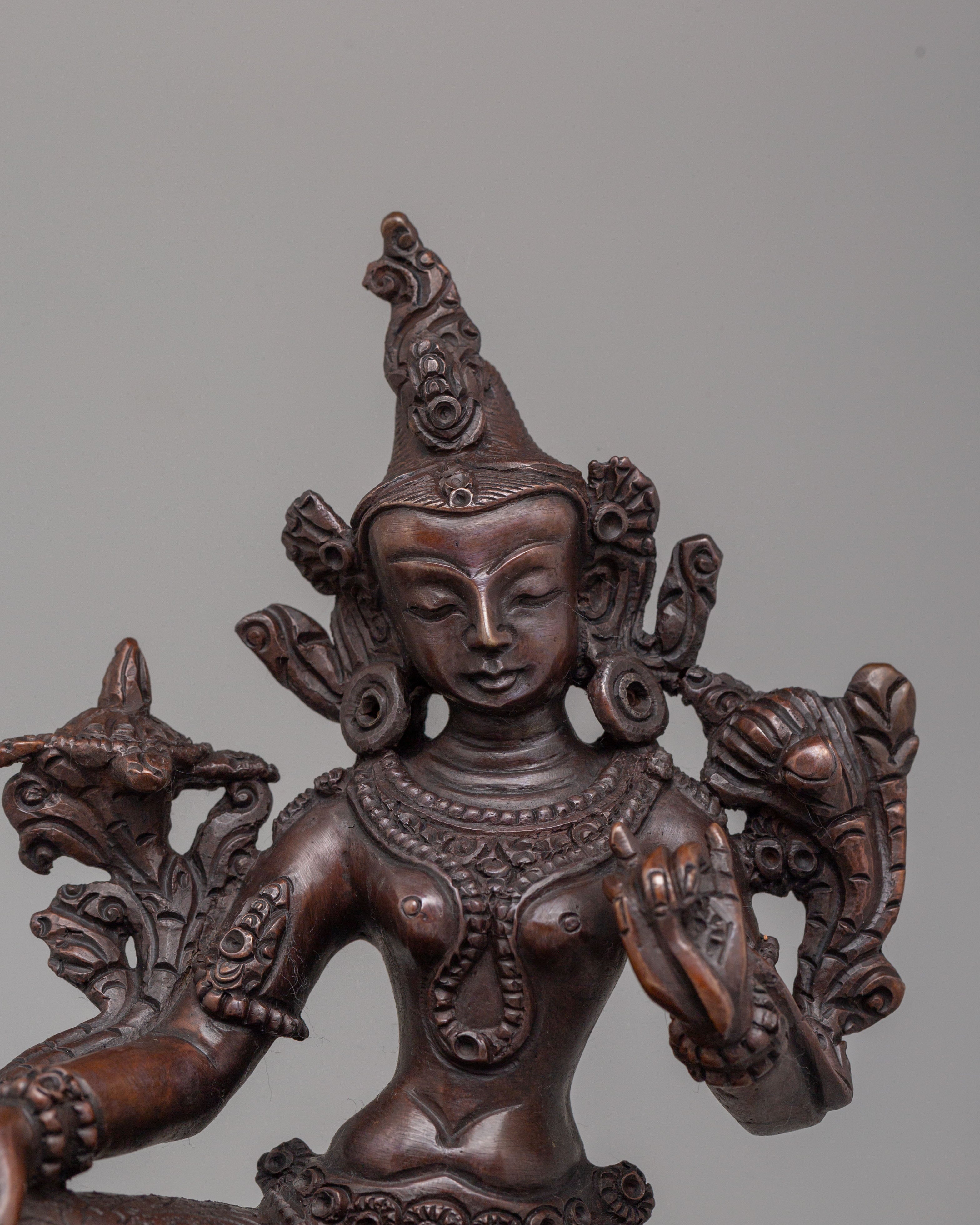 Ceremonial Green Tara Shrine Statue | Spiritual Artwork