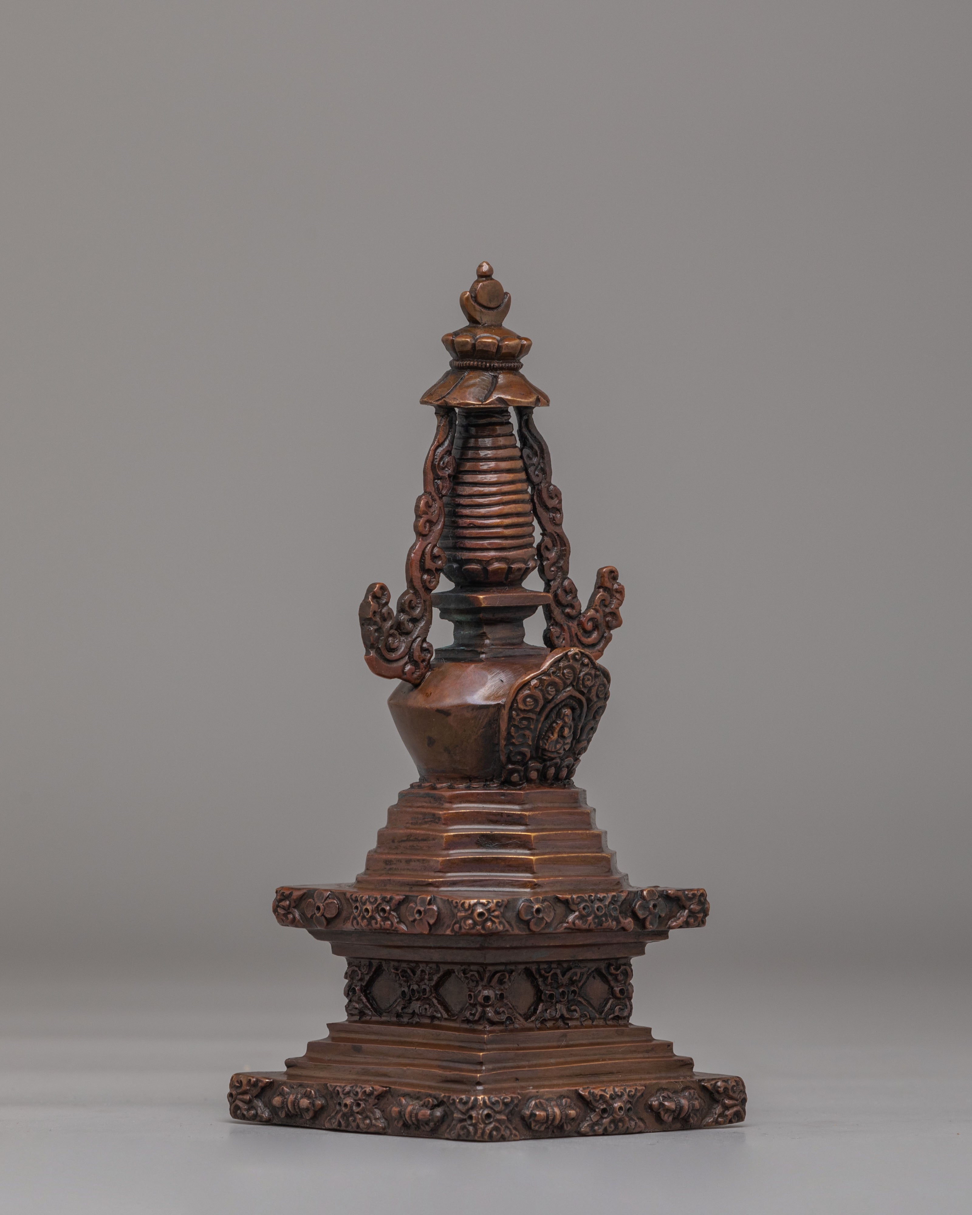 Spiritual Stupa of Reconciliation | Handcrafted Oxidized Copper Sculpture
