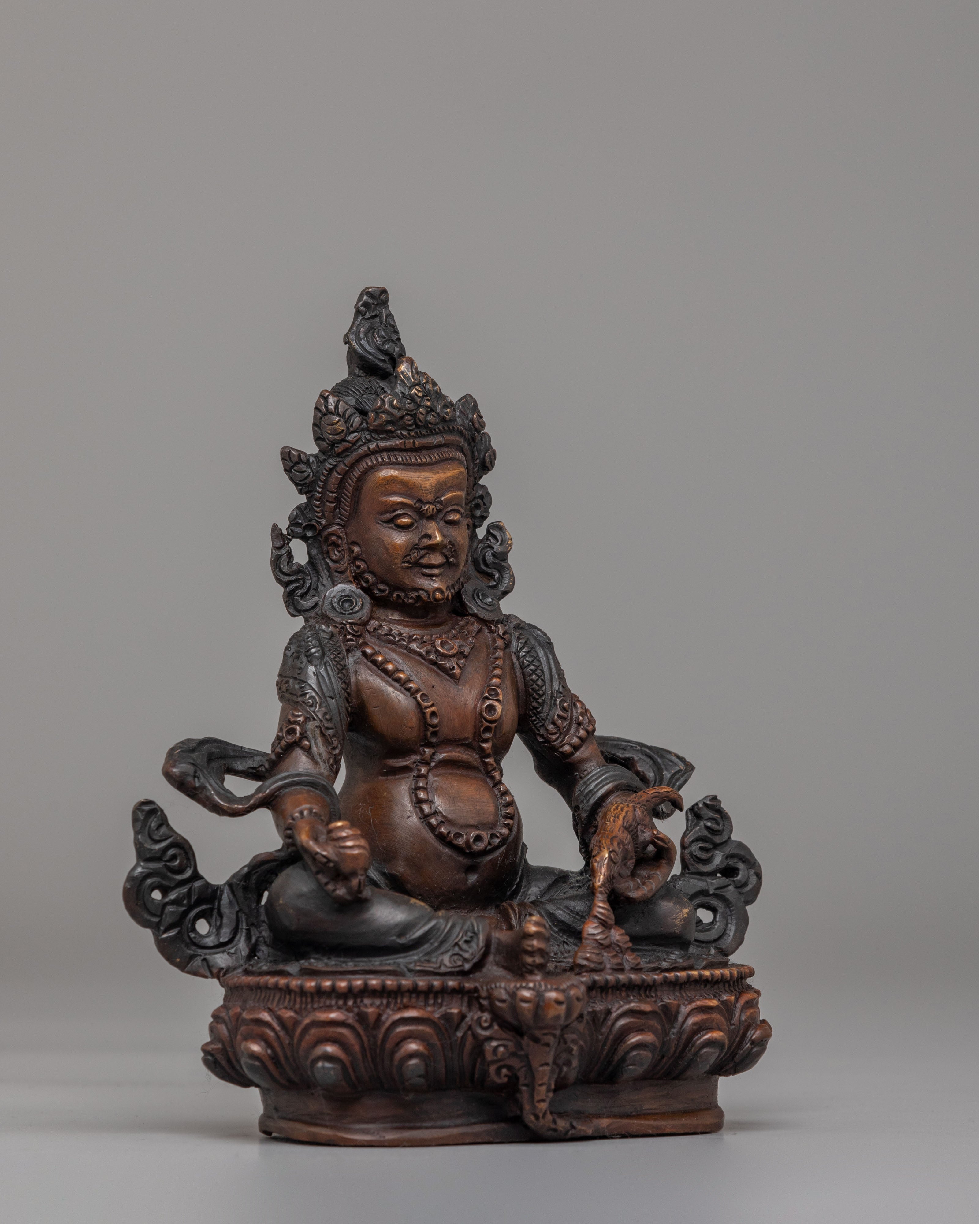 Dzambhala Wealth Protector Deity Statue | Copper Buddhist Altar Decor