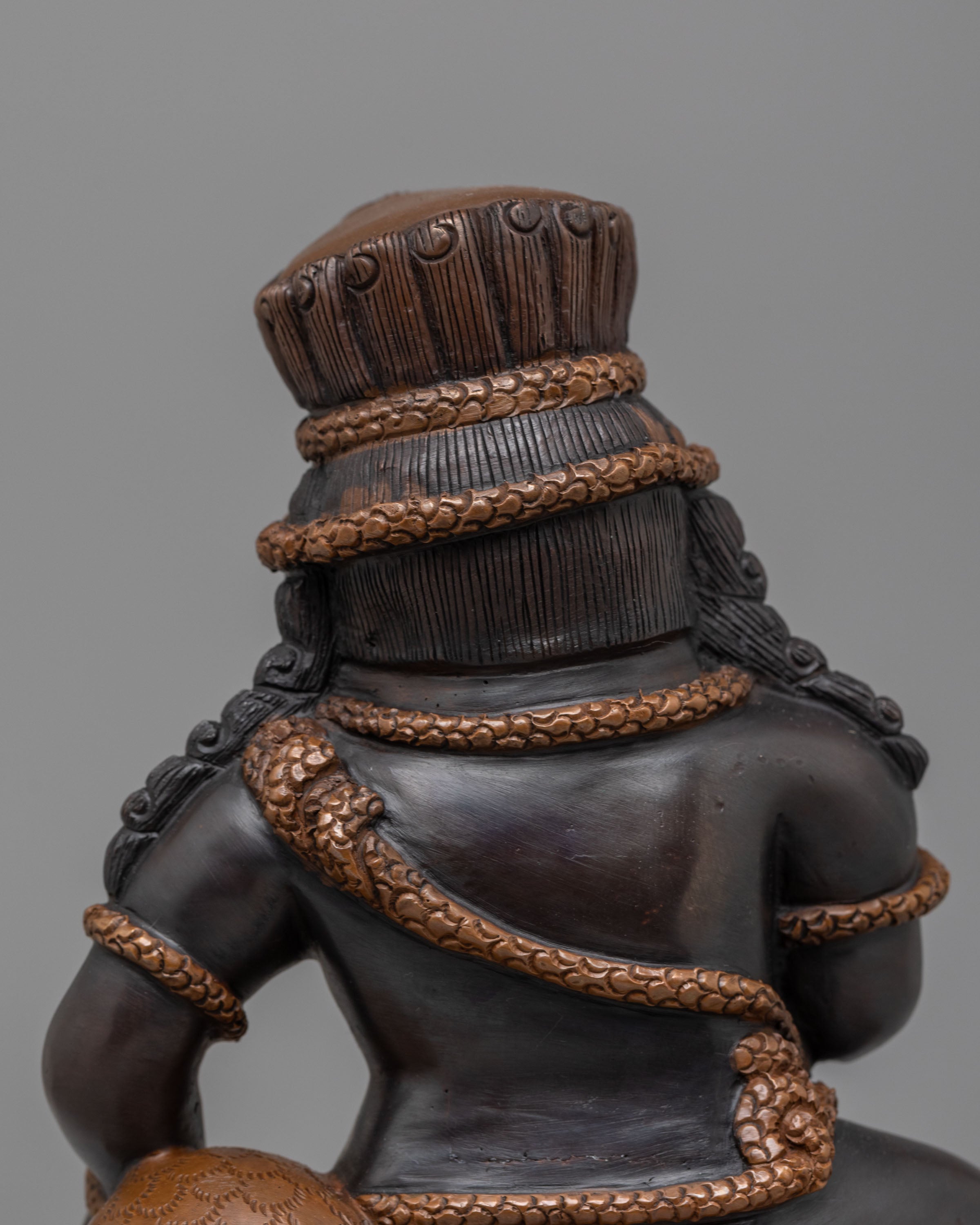 Wealth Guardian Black Dzambhala Sculpture | Handcrafted Oxidized Copper Statue