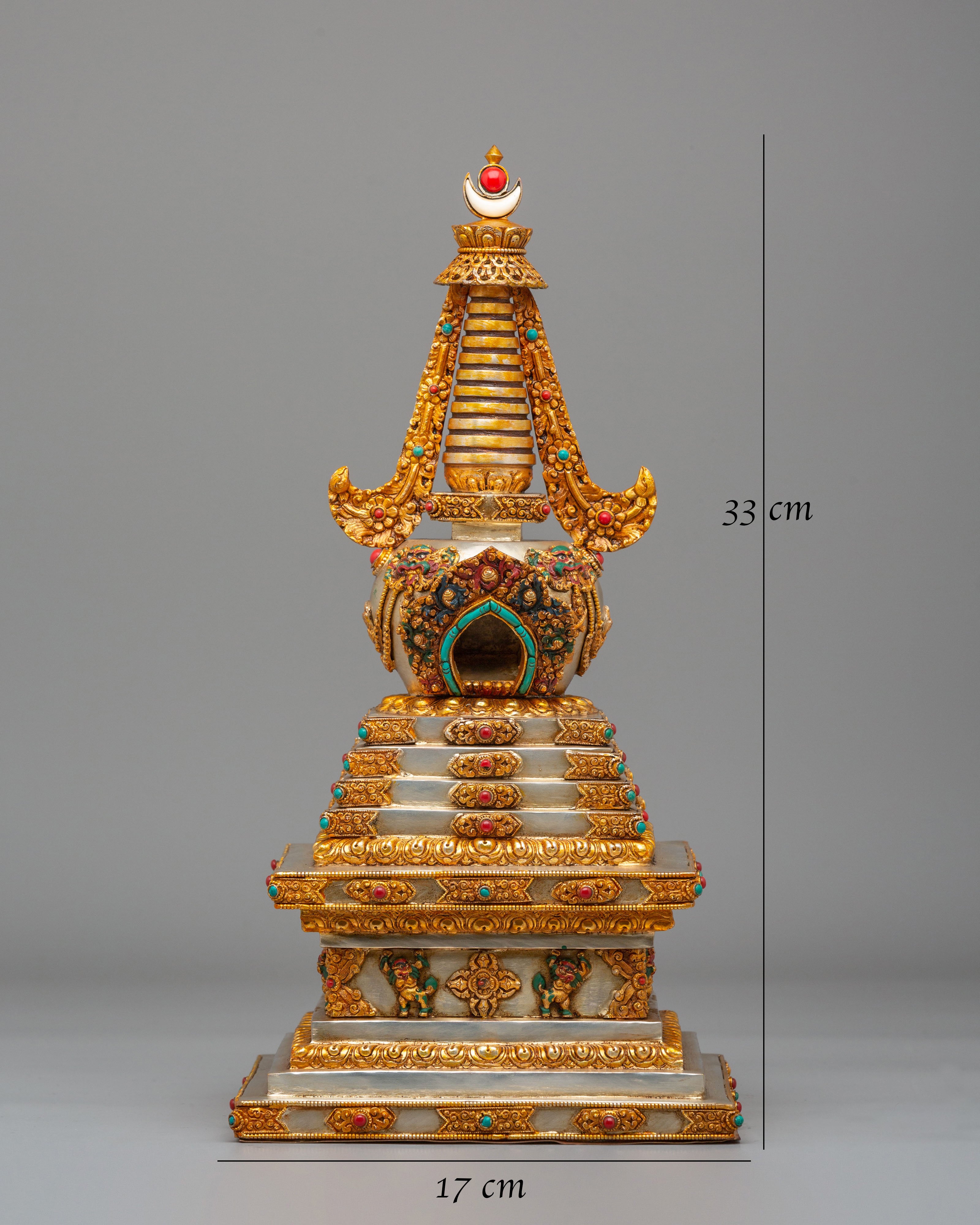 Traditional Enlightenment Chorten | Handcrafted Tibetan Stupa for Altar Decor