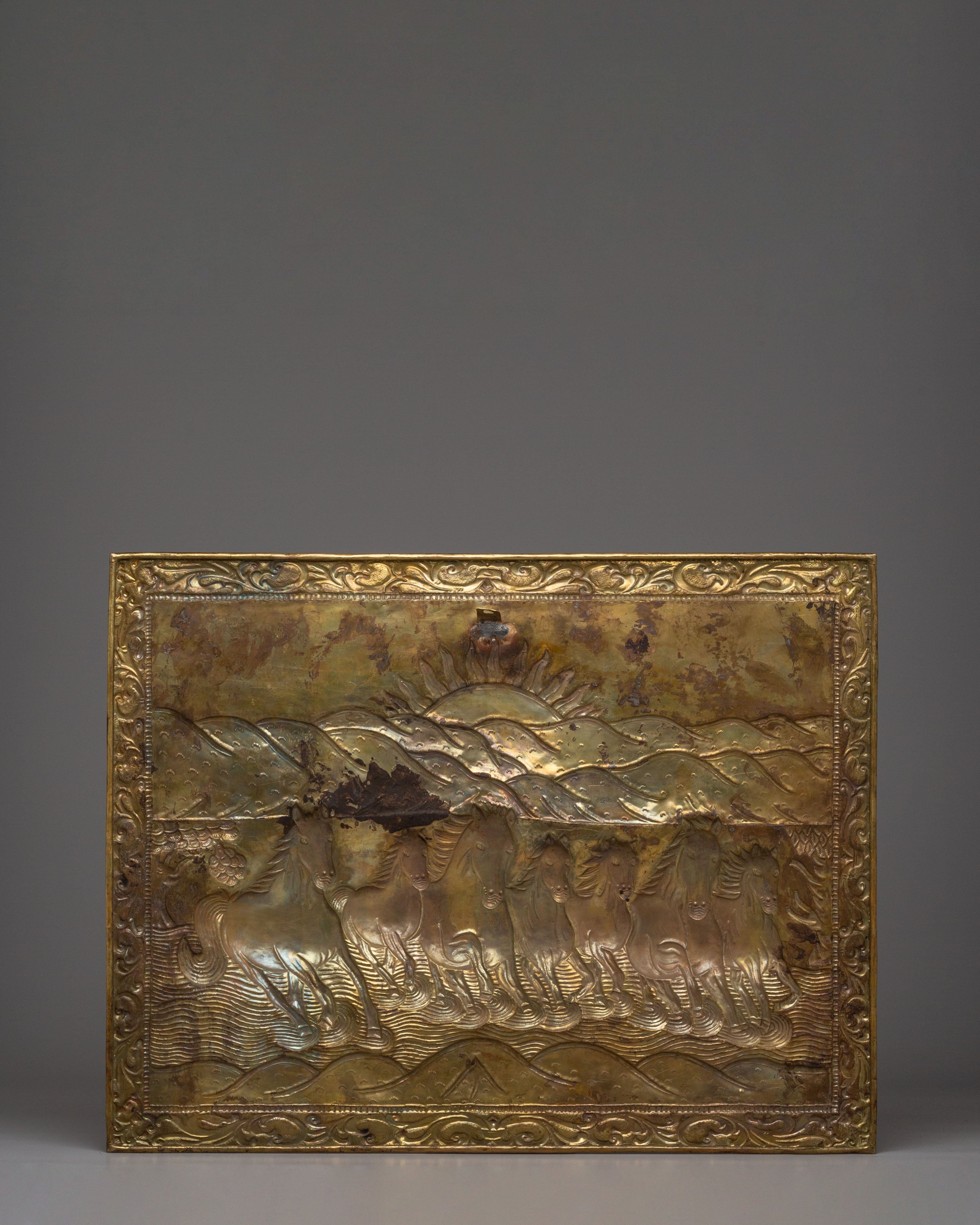 Copper Seven Horses Wall Hanging | Tibetan Decor