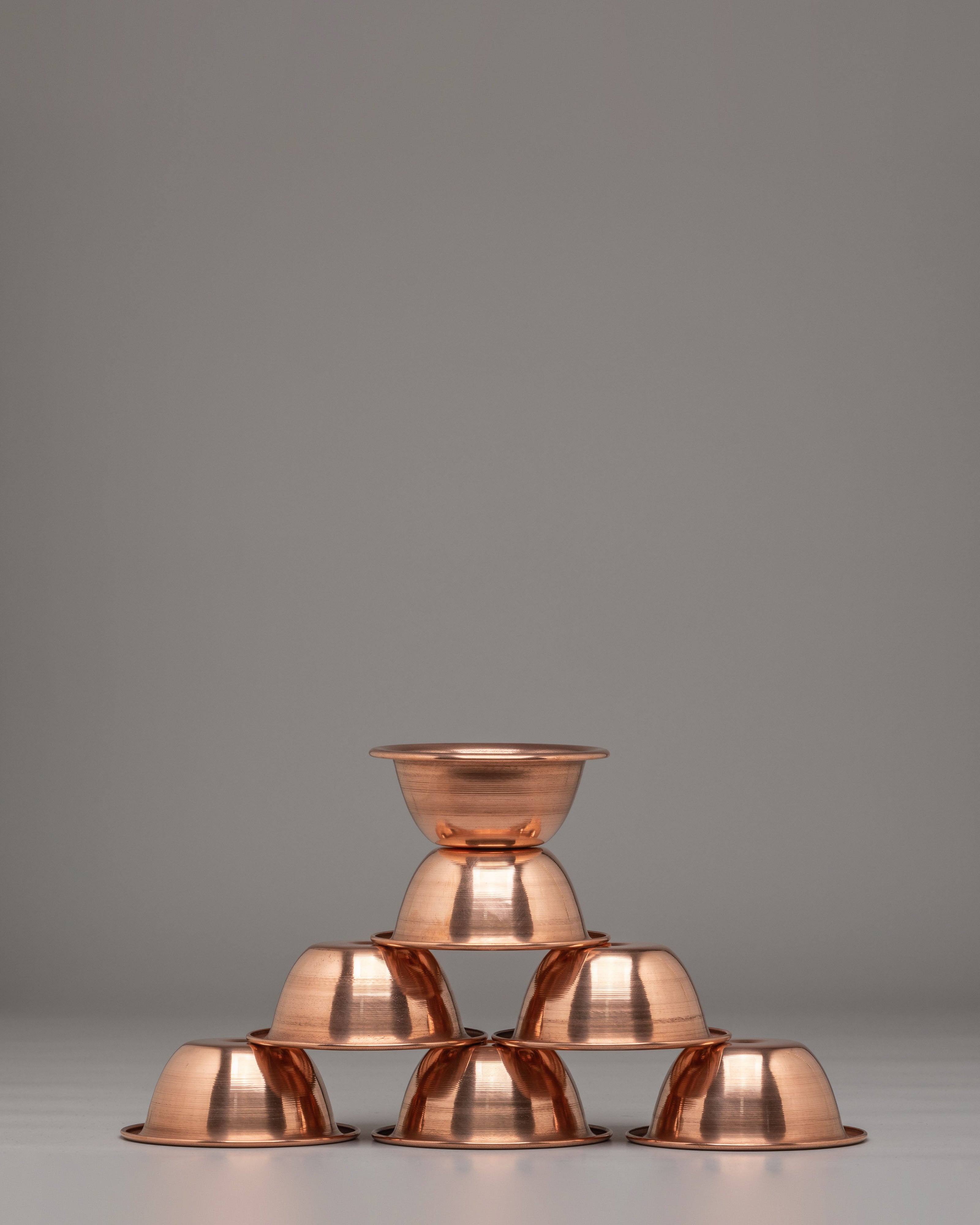 Spiritual Water Offering Bowl Set | Copper Bowls for Tibetan Rituals