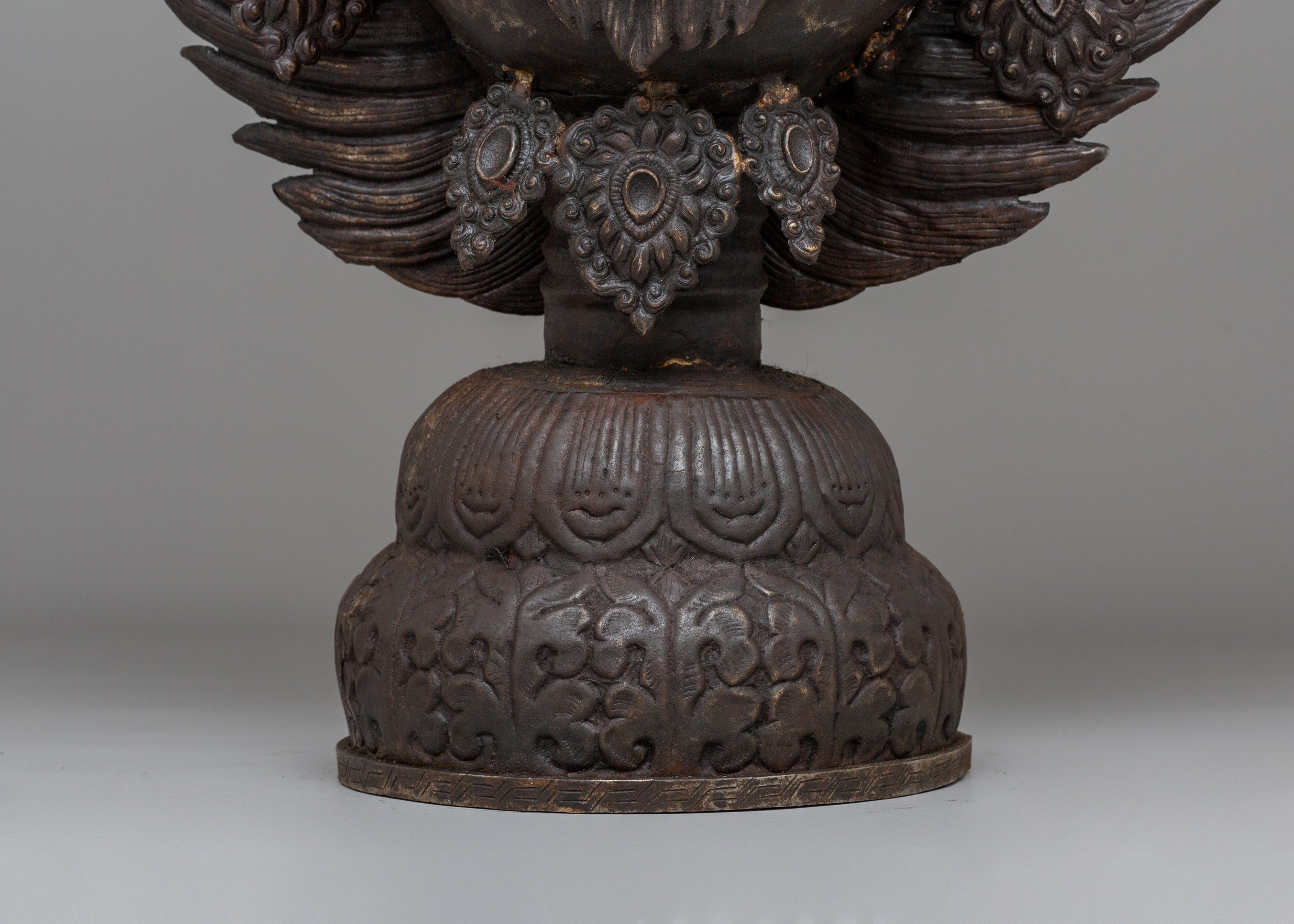 Traditional Bhairava Face Sculpture | Tibetan Wrathful Deity Altar Decor