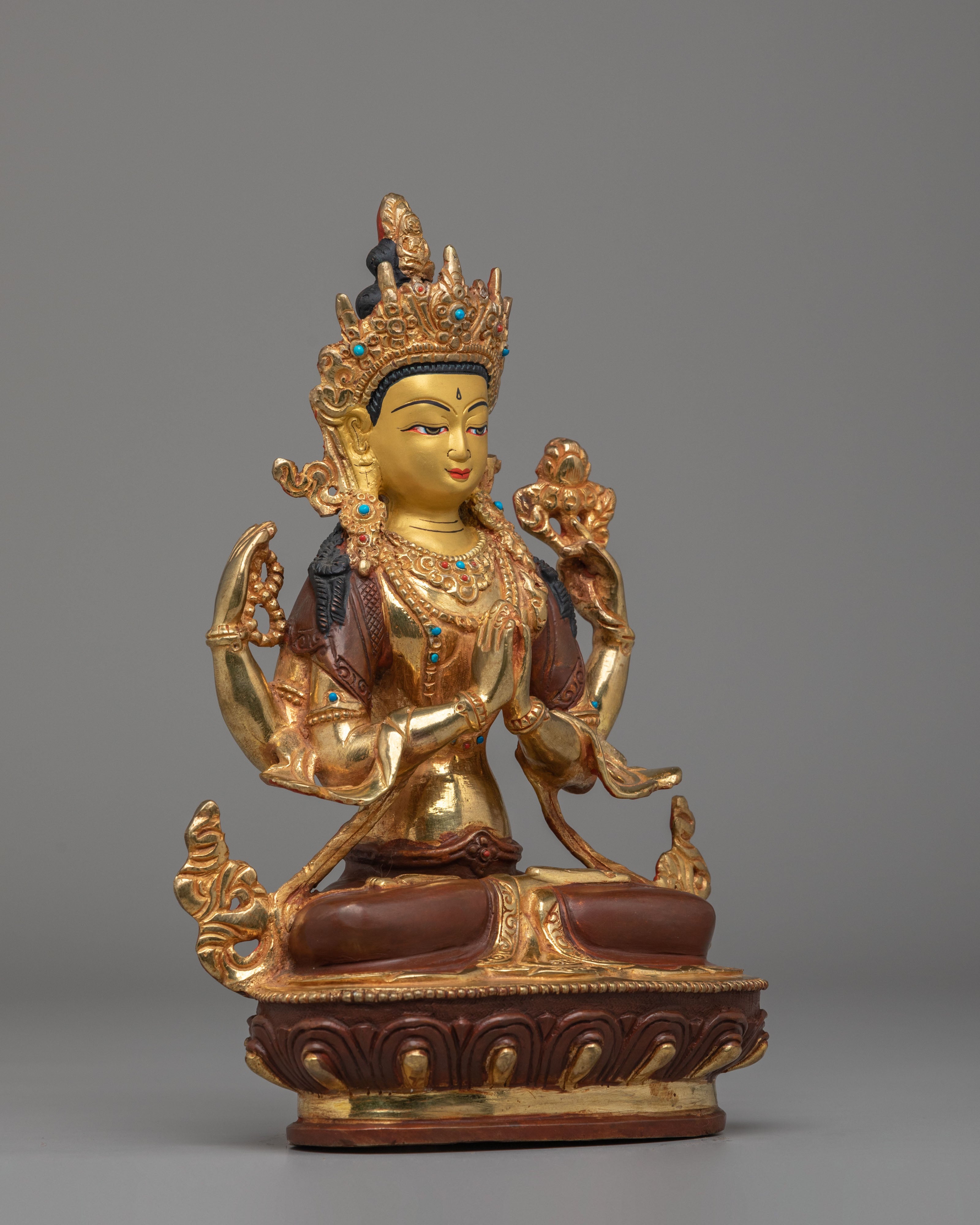 Handmade Chenrezig Deity Statue | Tibetan Bodhisattva of Compassion