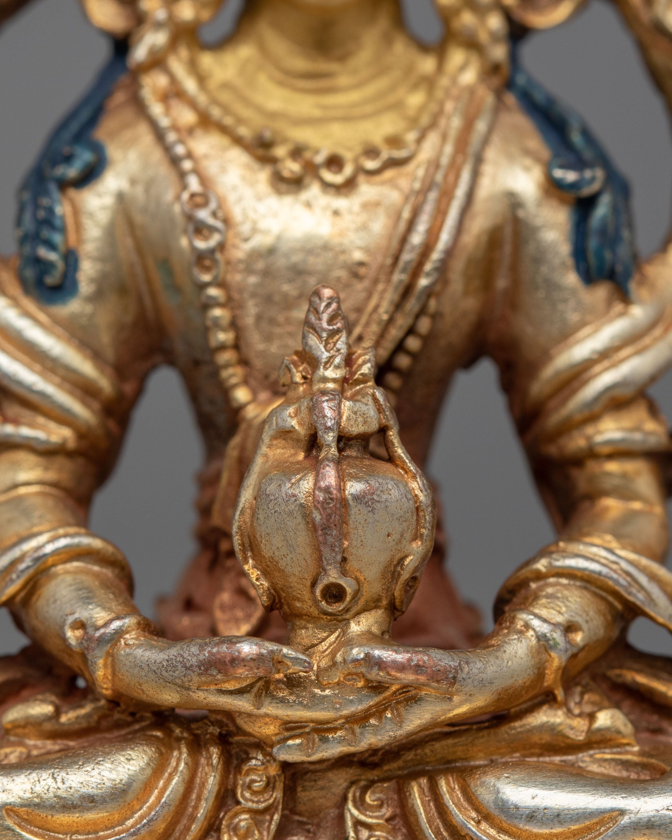 Spiritual Amitayus Meditation Statue | 24K Gold Plated Copper Figure