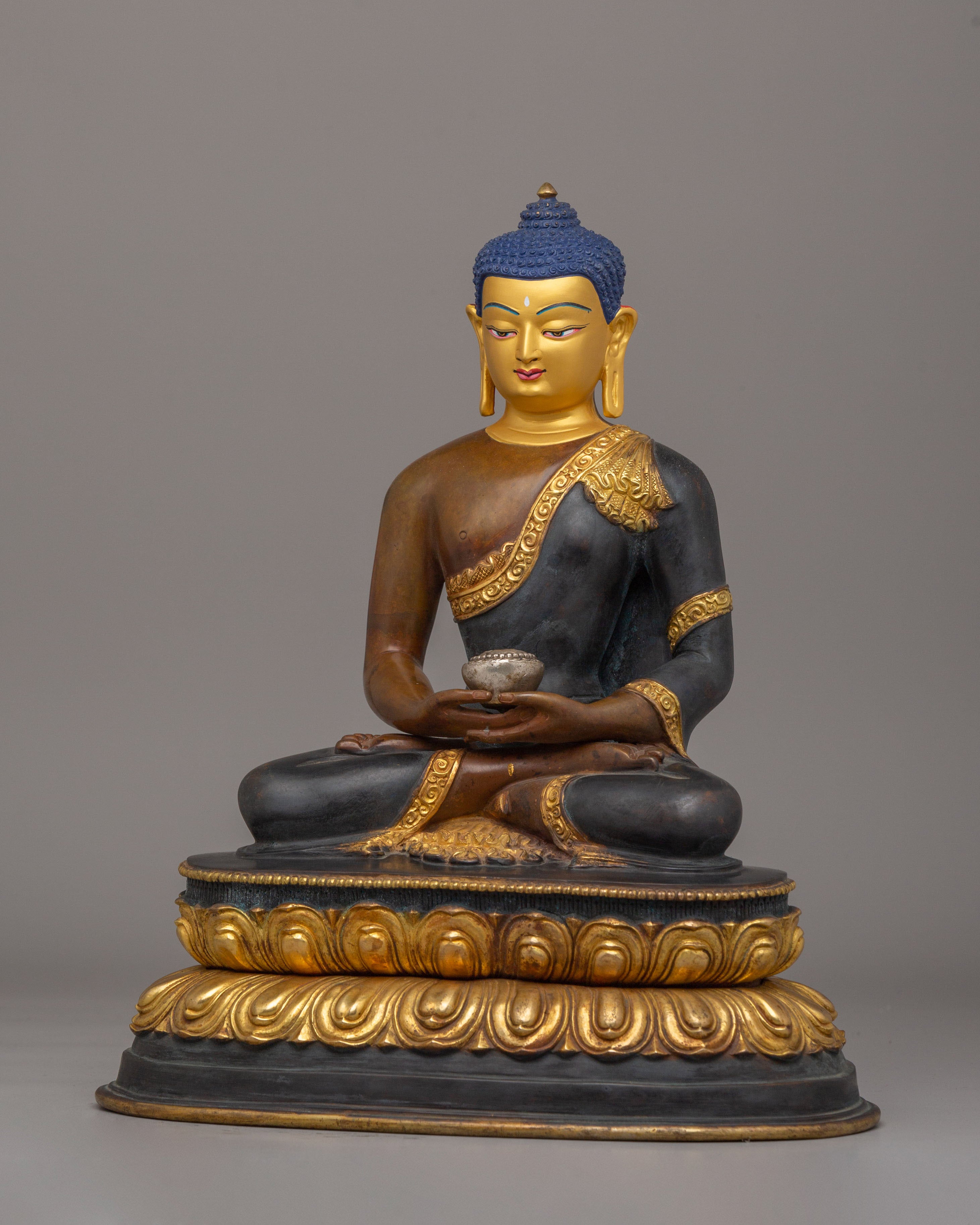 Long Life Amitabha Buddha Statue | 24K Gold Plated Copper Sculpture