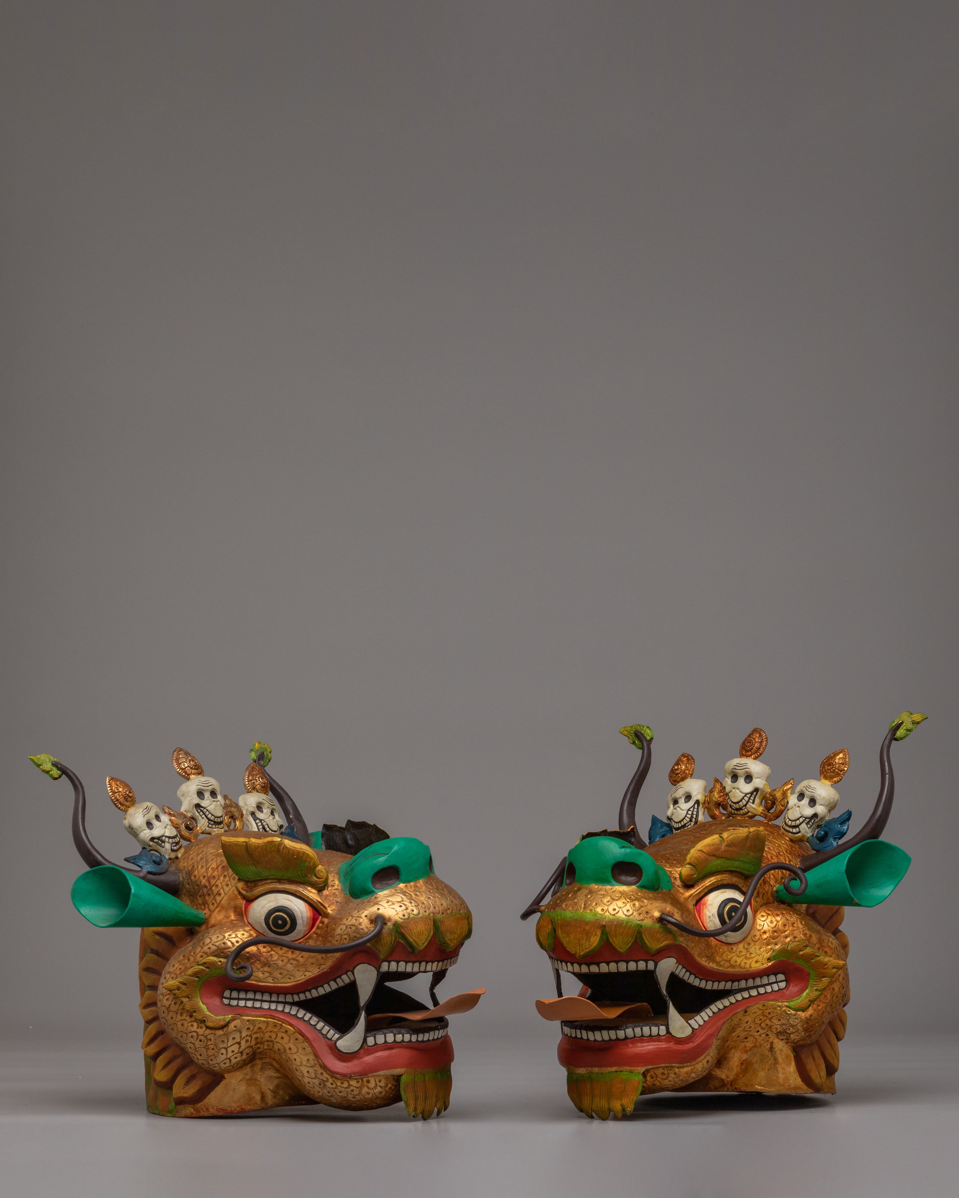 Dragon Head Set for Decor | Handcrafted Copper & Acrylic Color Art