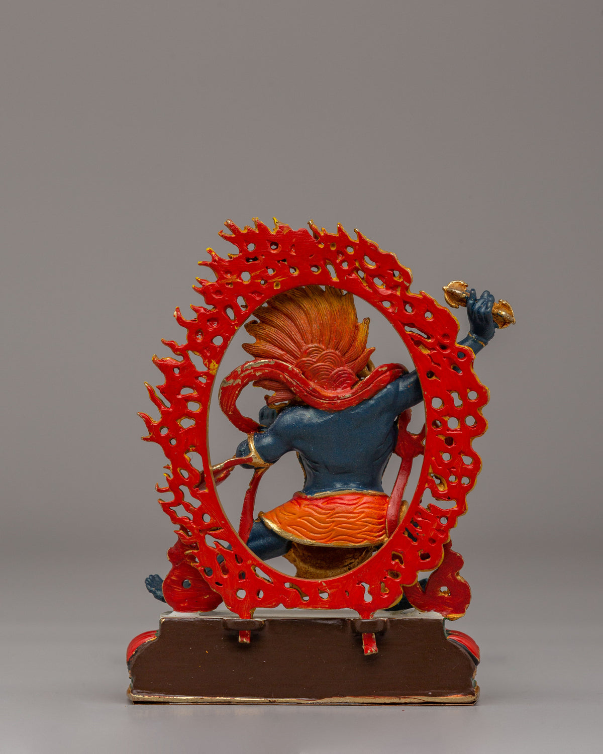 Tibetan Wrathful Vajrapani Sculpture | 24K Gold Plated Tibetan Protector