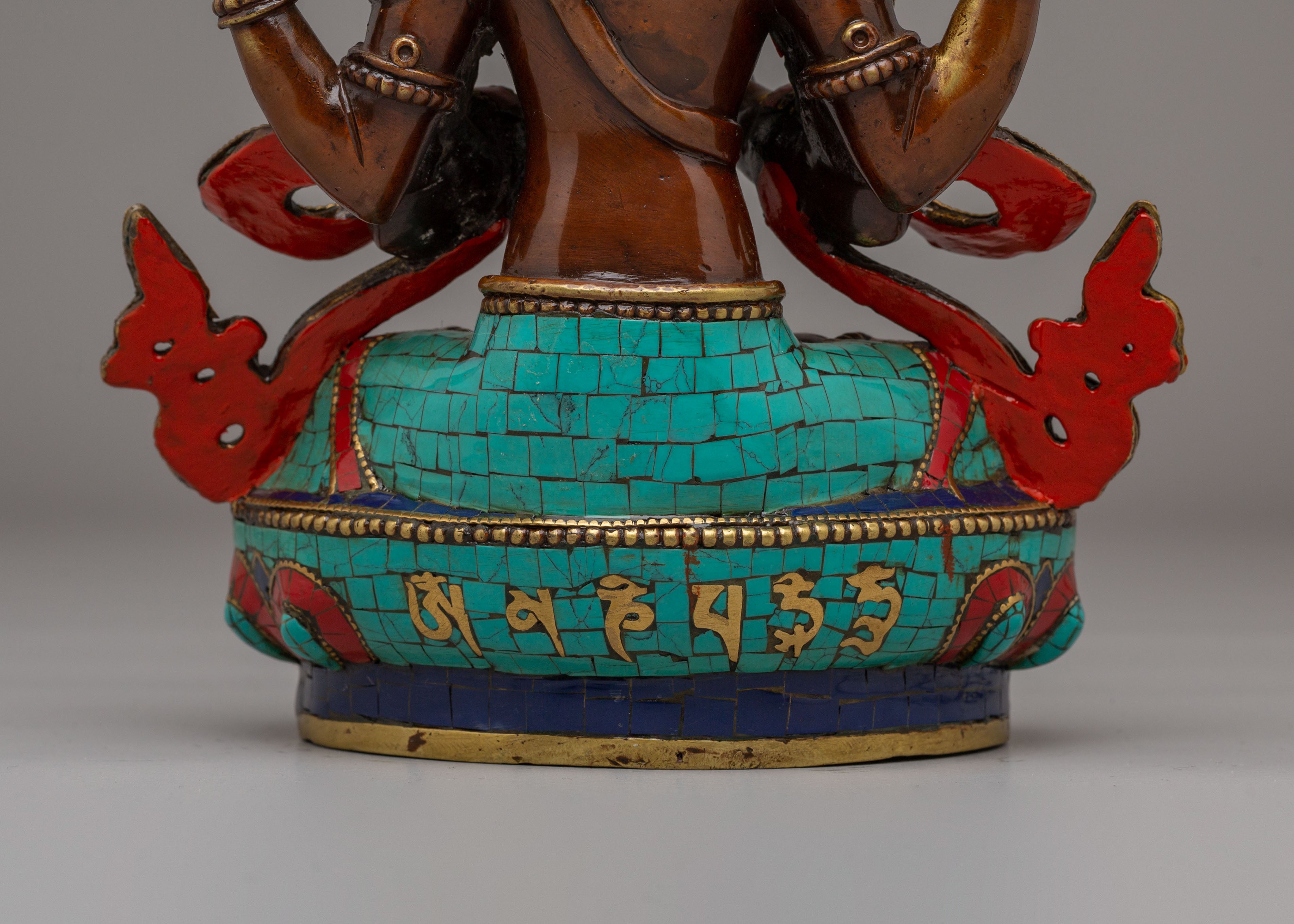 Handcrafted Chenrezig Deity Statue | Tibetan Avalokiteshvara Bodhisattva Sculpture