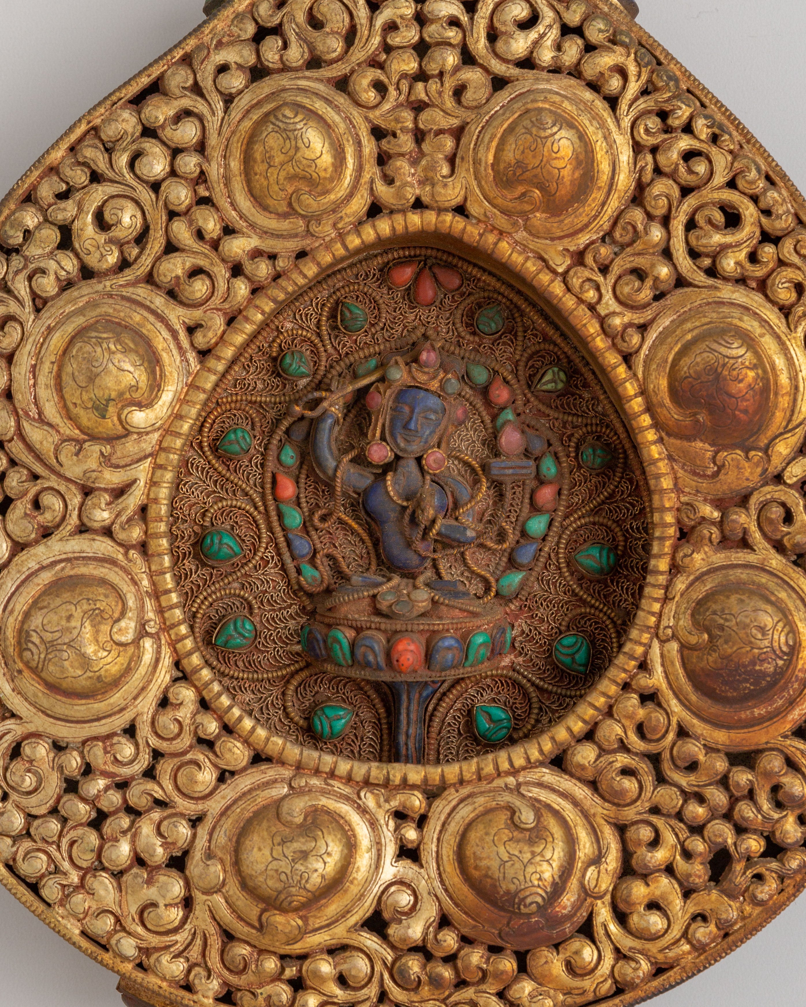 Buddhist Deity Manjushri Wall Hanging | Lapis Lazuli Buddhist Artwork