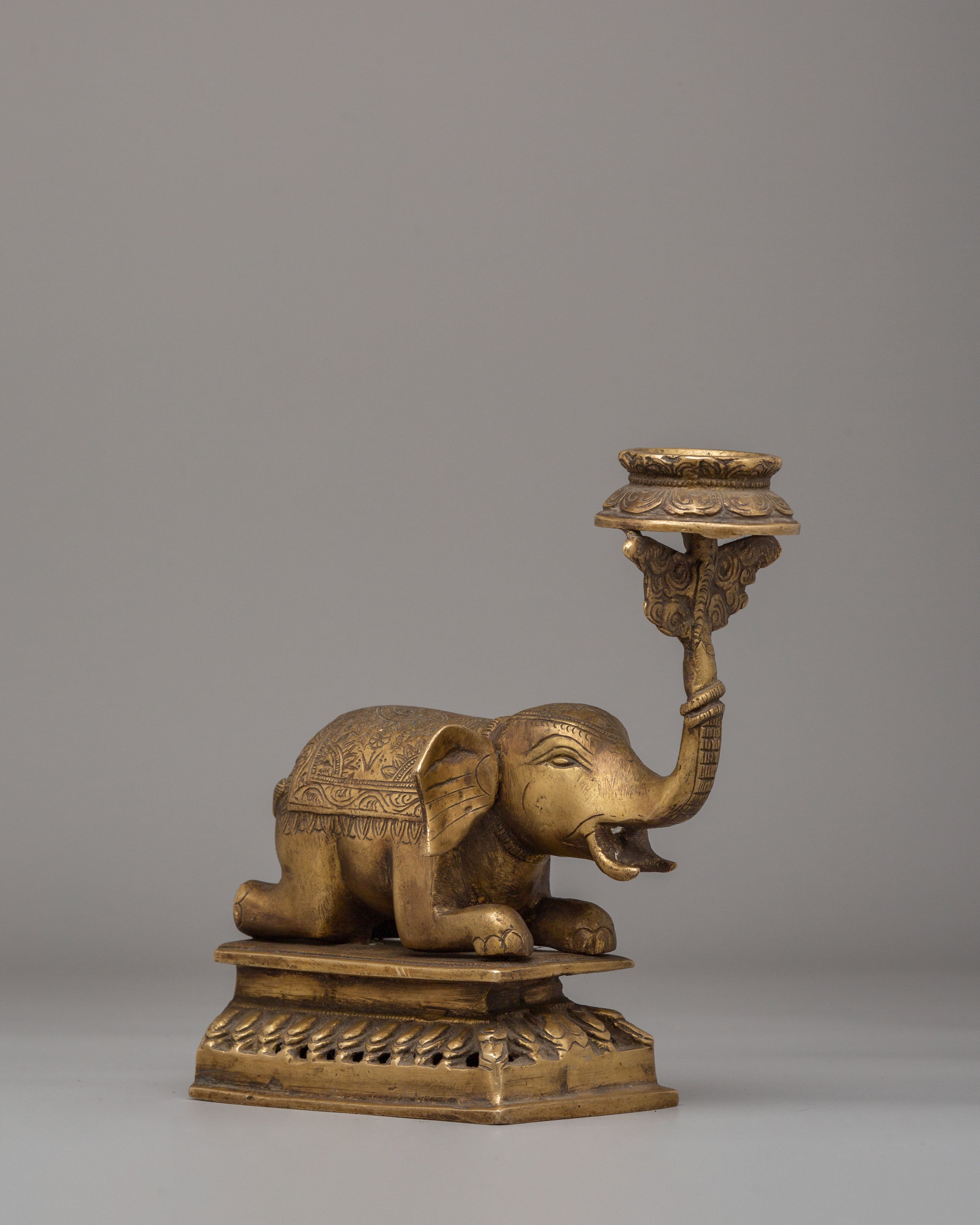 Brass Elephant Oil Lamp | Home Decor and Spiritual Practices
