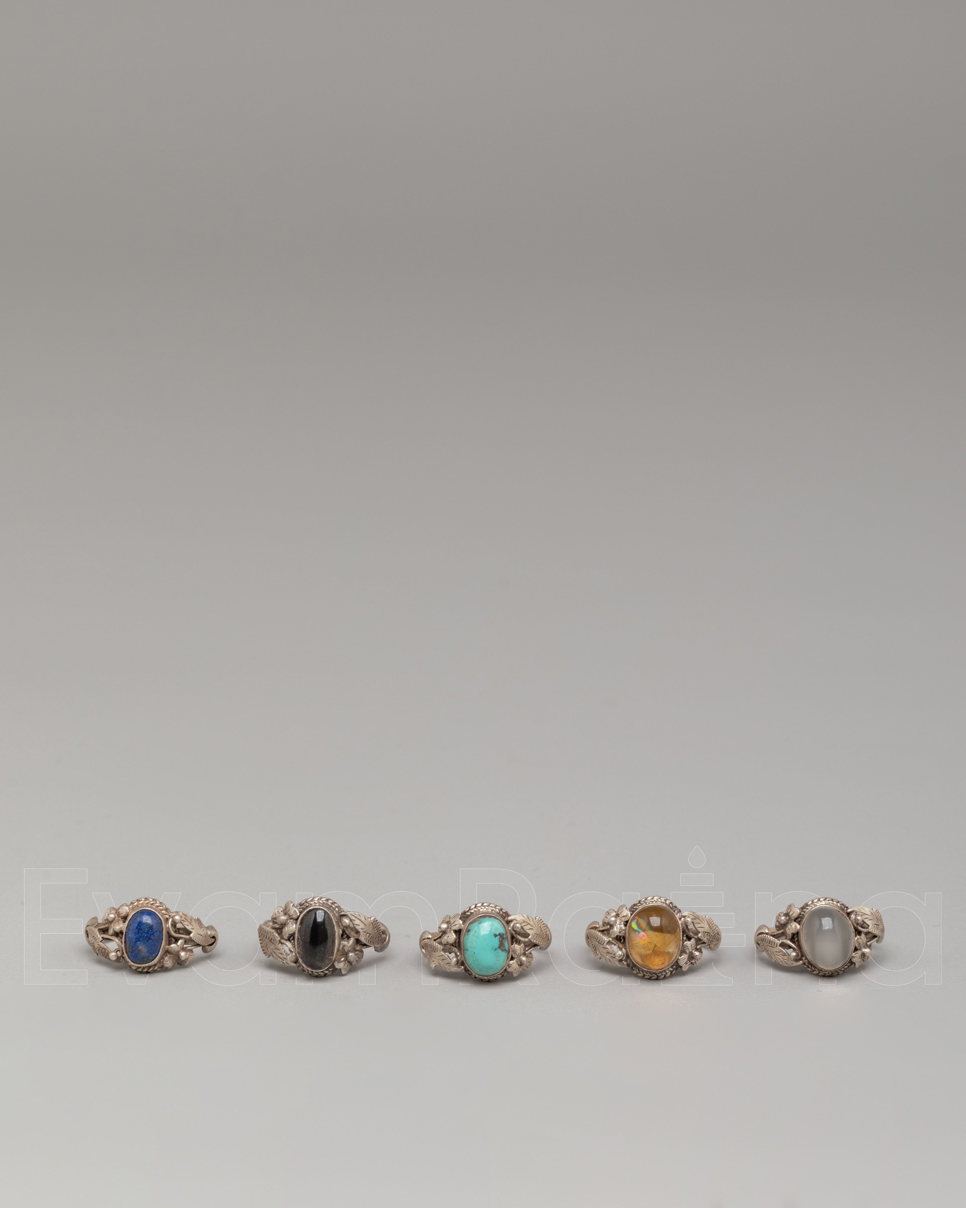 Handmade Ring Set | Silver and Gemstone Jewelry | Spiritual Accessories