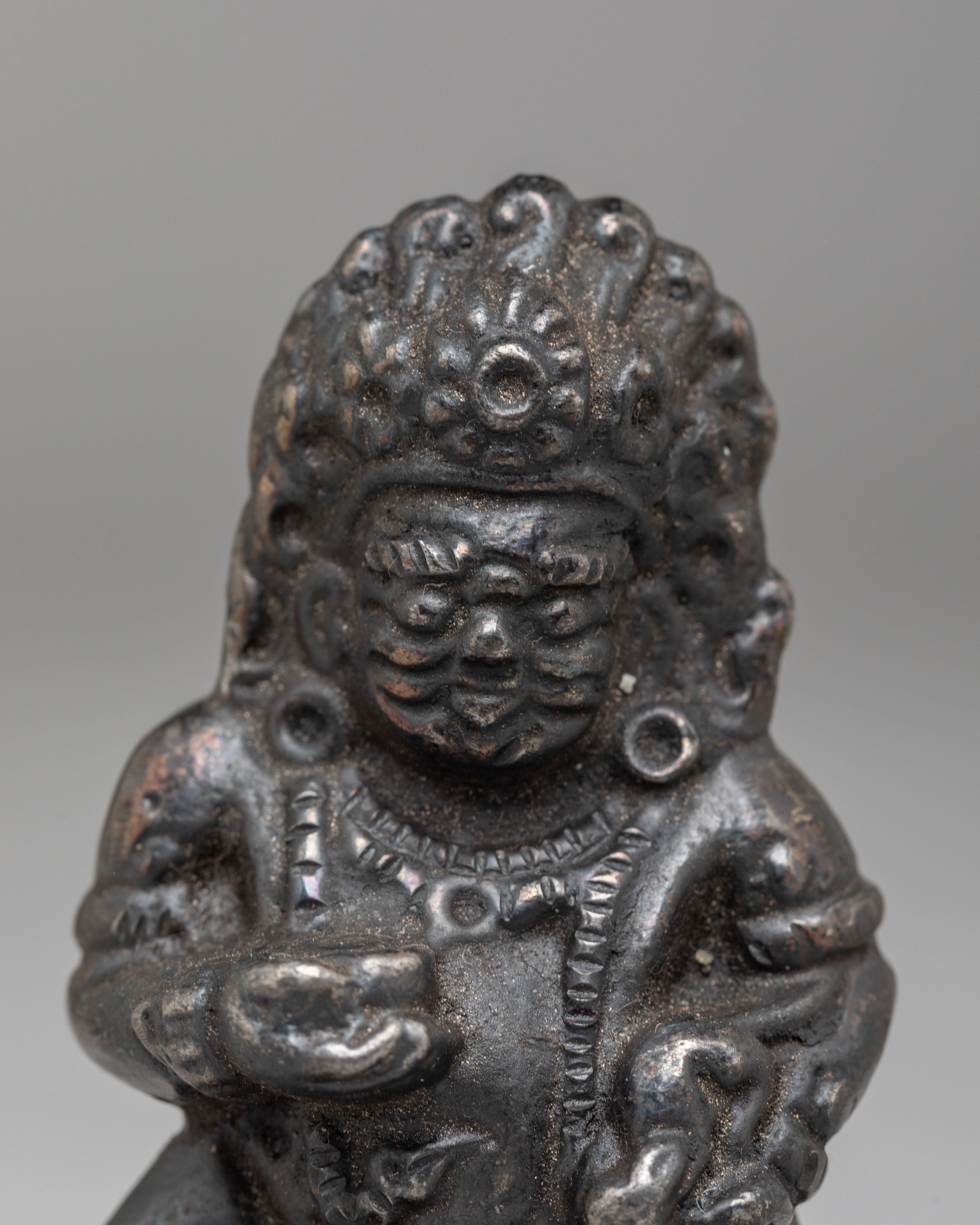 Black Dzambhala Wealth Protector Statue | Tibetan Iron Sculpture