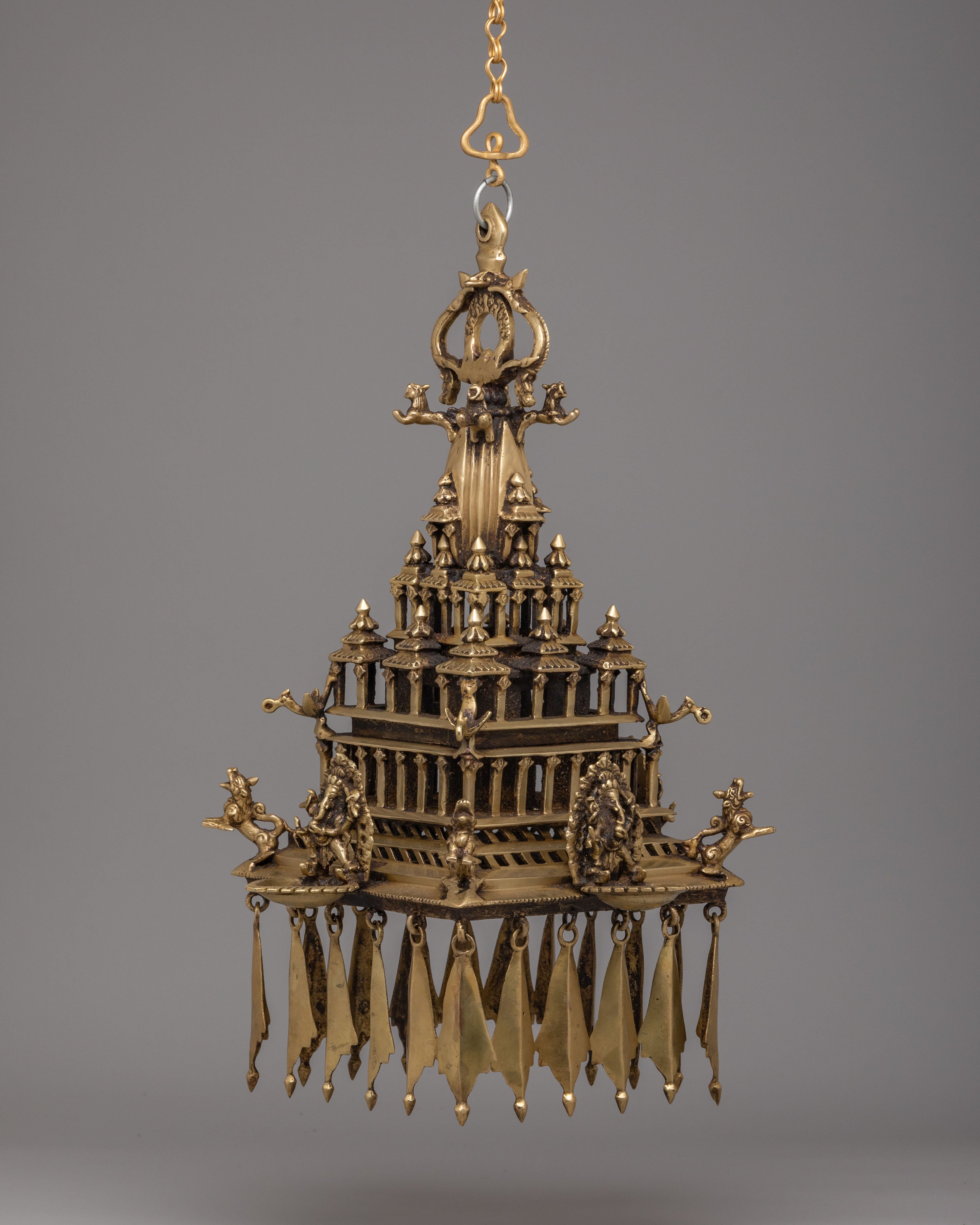 Hanging Stupa Dalucha for Spiritual Practice | Ganesh Brass Decor for Meditation