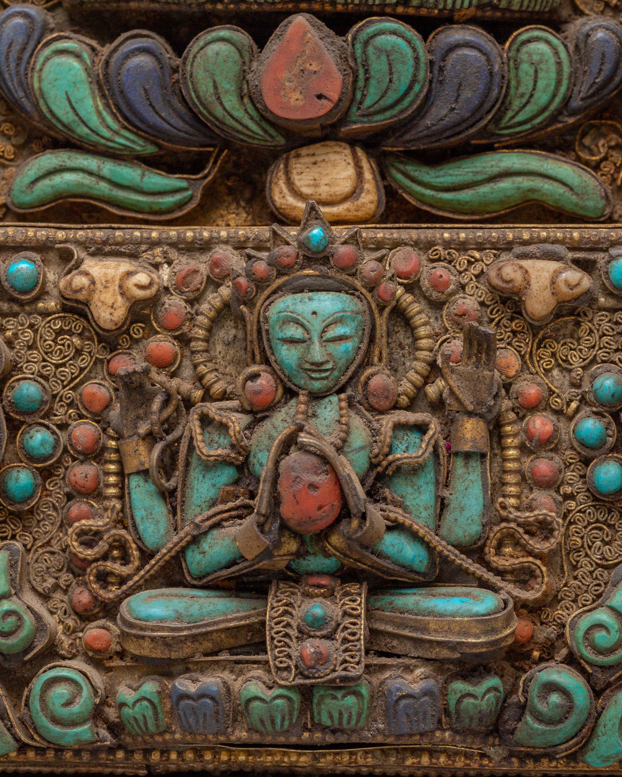 Tibetan Chenrezig Wall Hanging | Metal Thangka For Decor