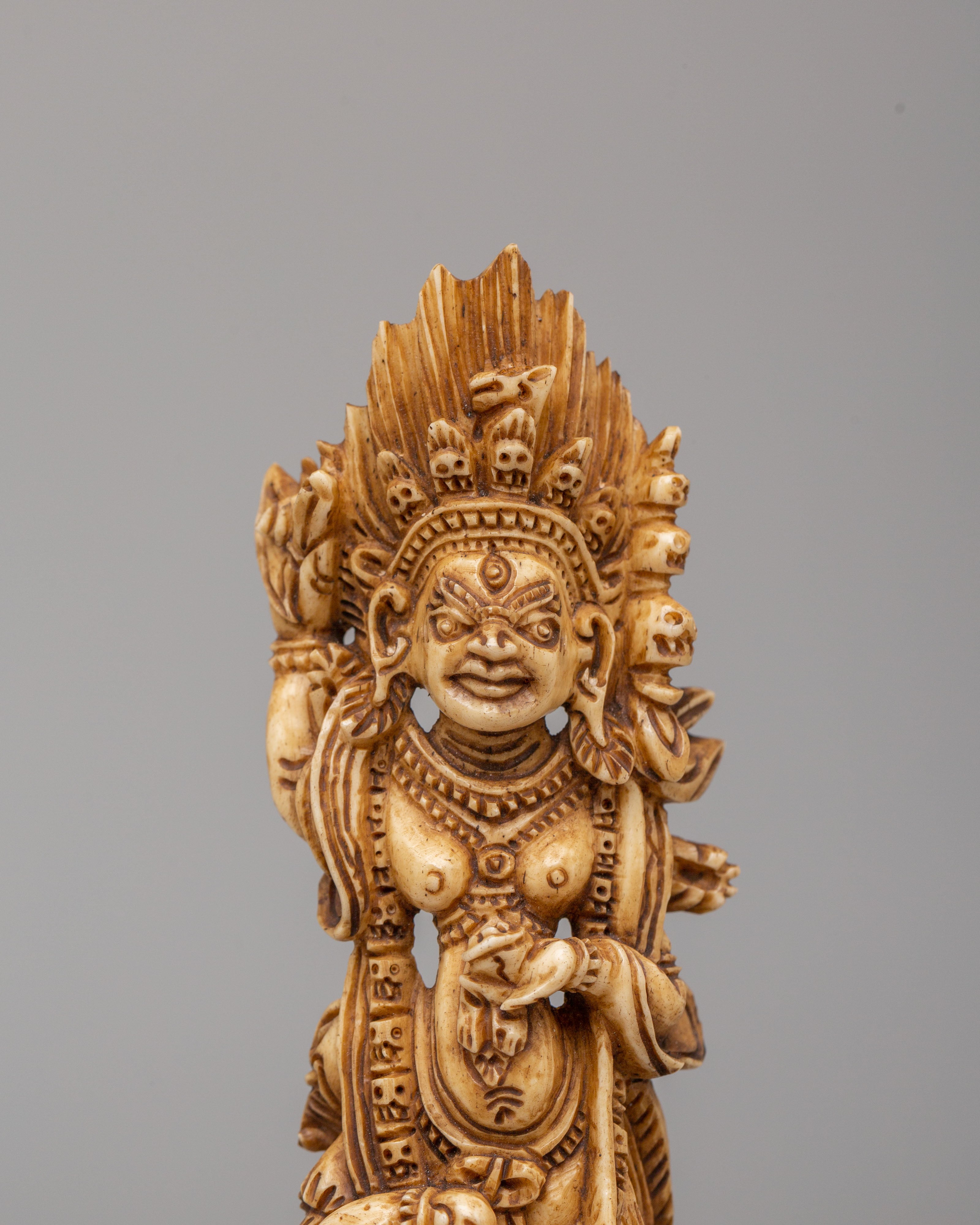 Dorje Phagmo Bone Sculpture | Yak Bone Vajrayana Deity Decor