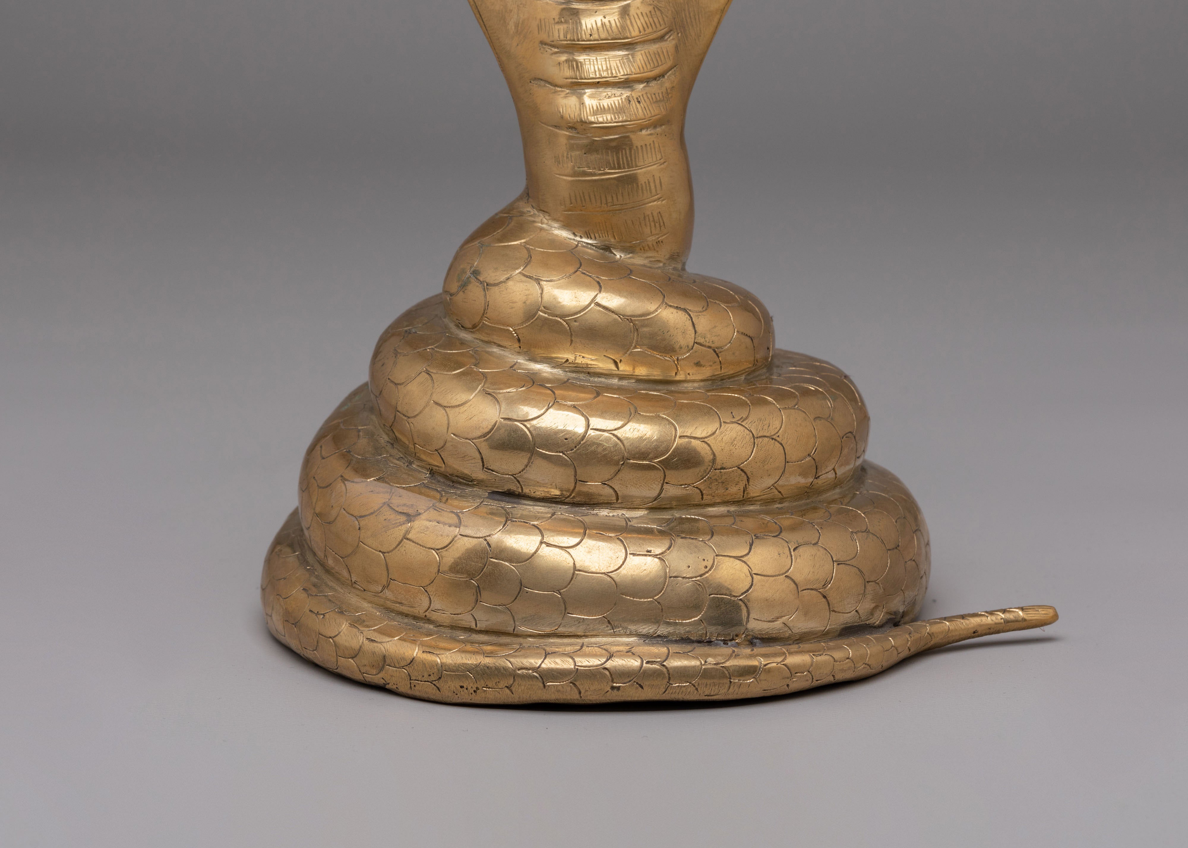 Himalayan Snake Sculpture | Brass Cobra Statue | Spiritual Decor