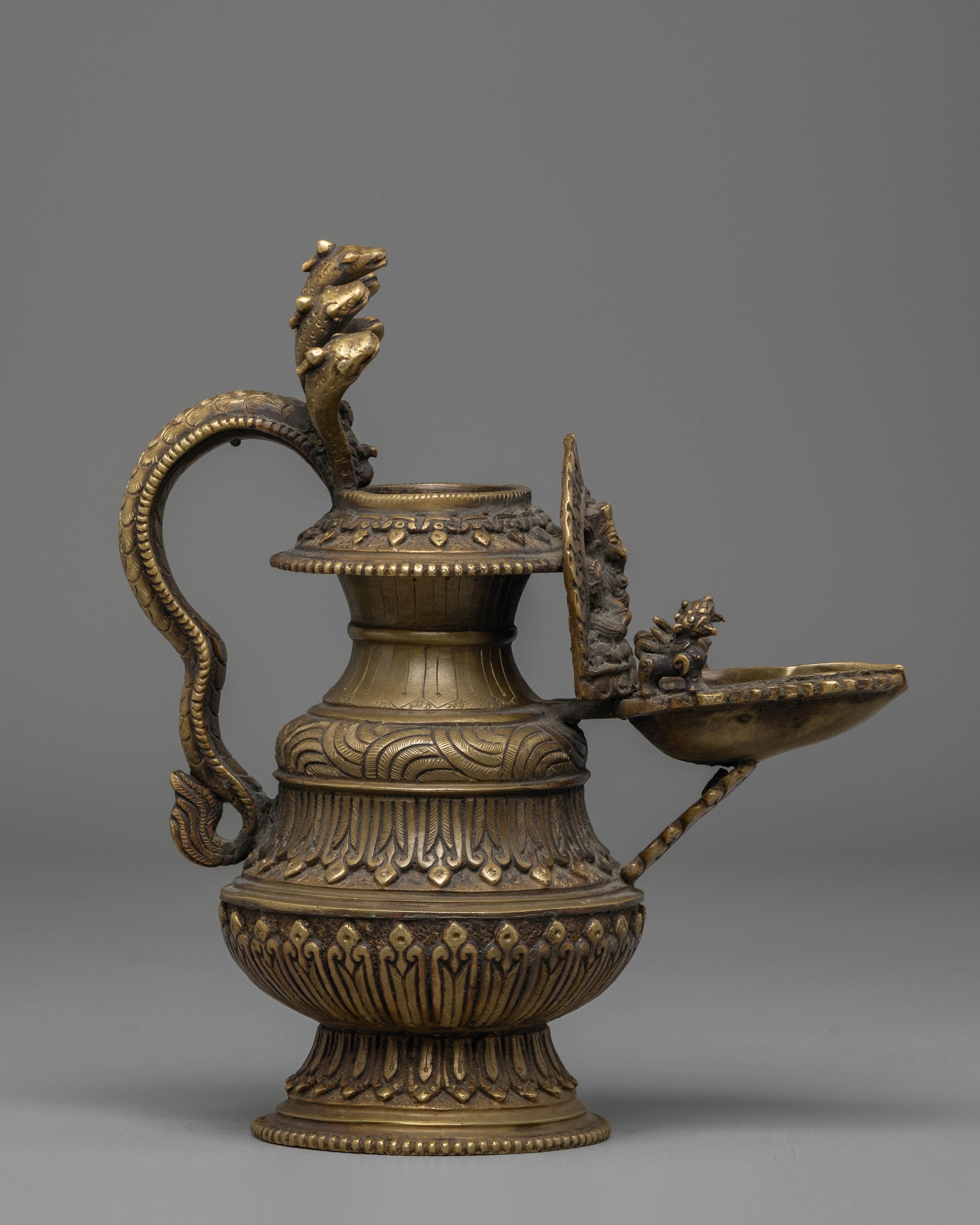 Traditional Sacred Ganesh Sukunda | Brass Oil Lamp with Antique Finish(Remake possible )