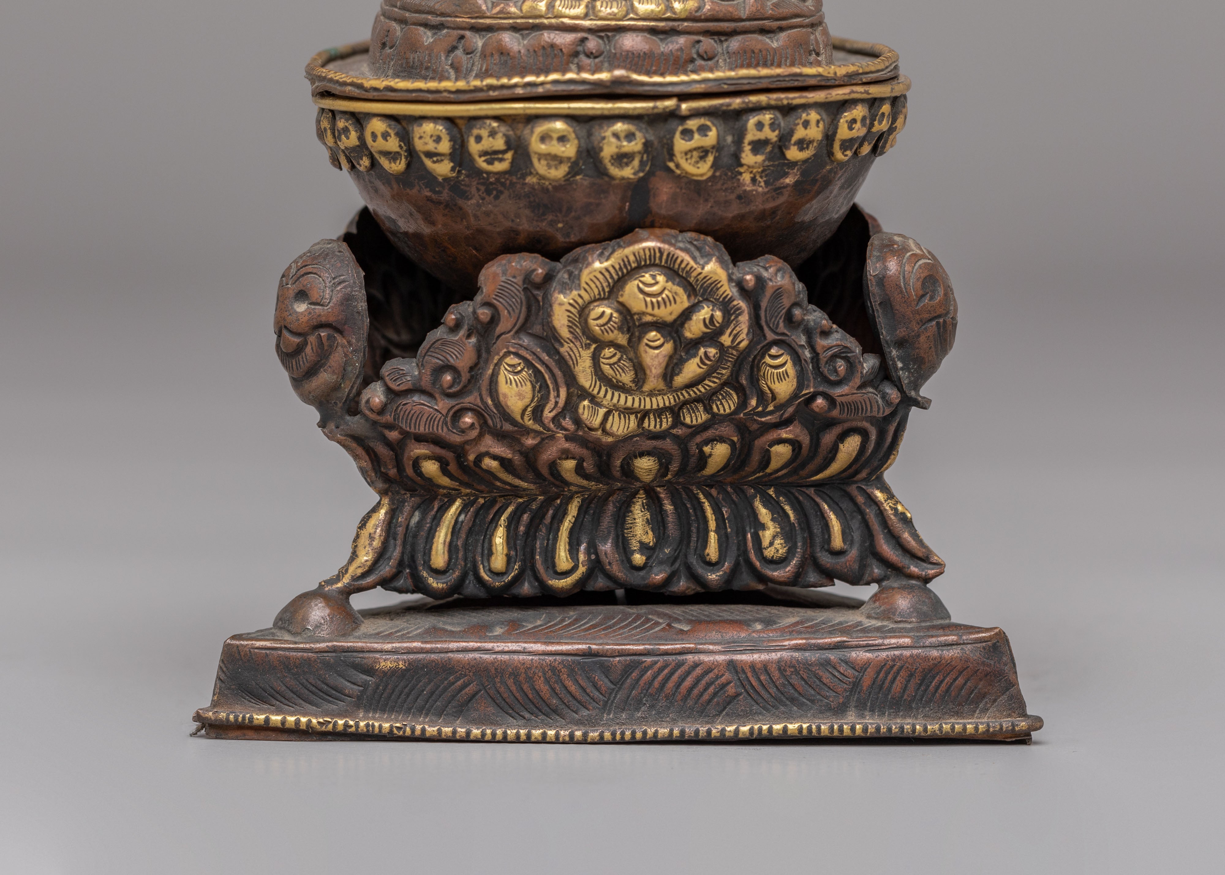 Decorative Buddhist Kapala Vessel | Tibetan Ritual Skull Cup