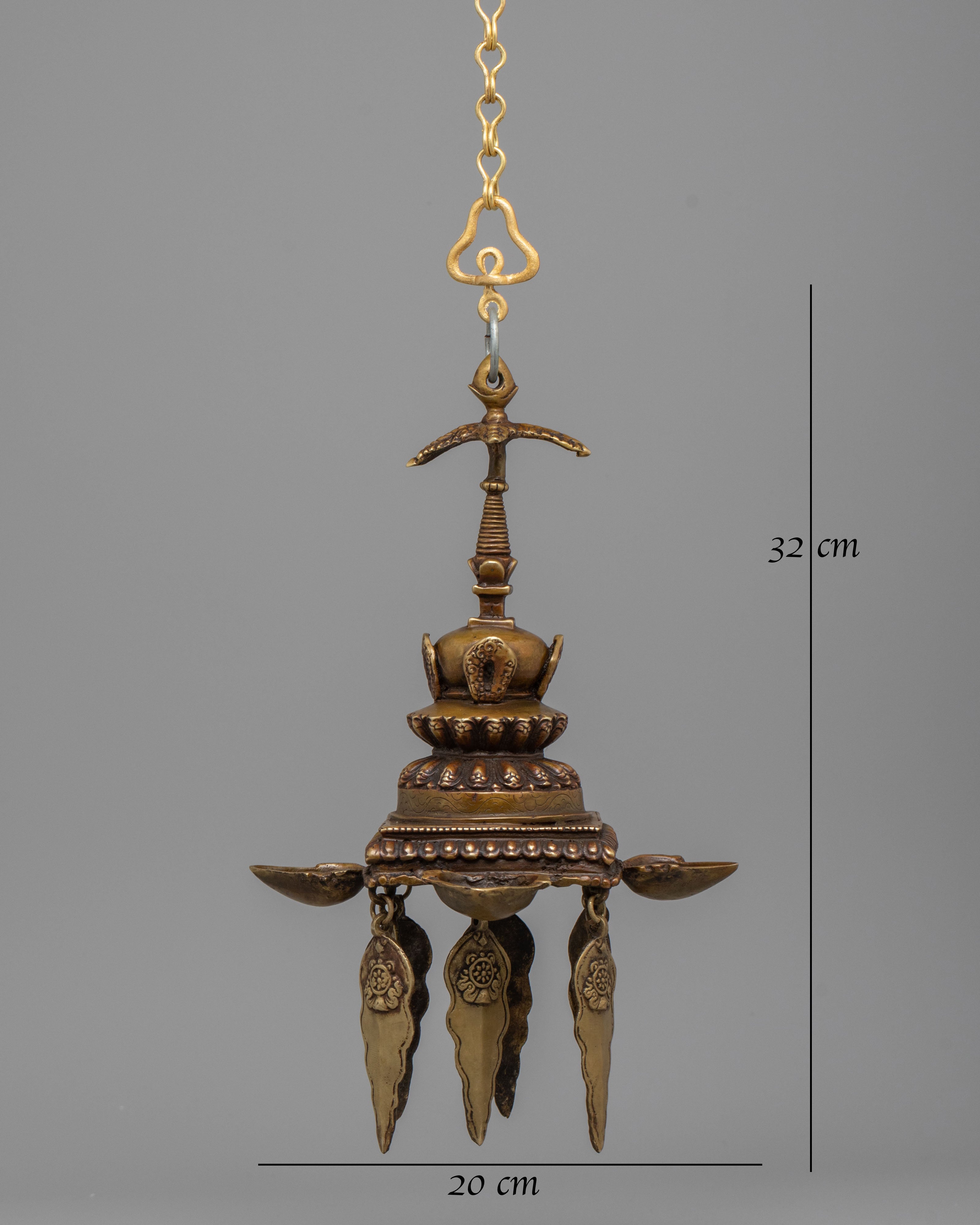 Hanging Stupa Dalucha | Traditional Brass Ritual Lamp