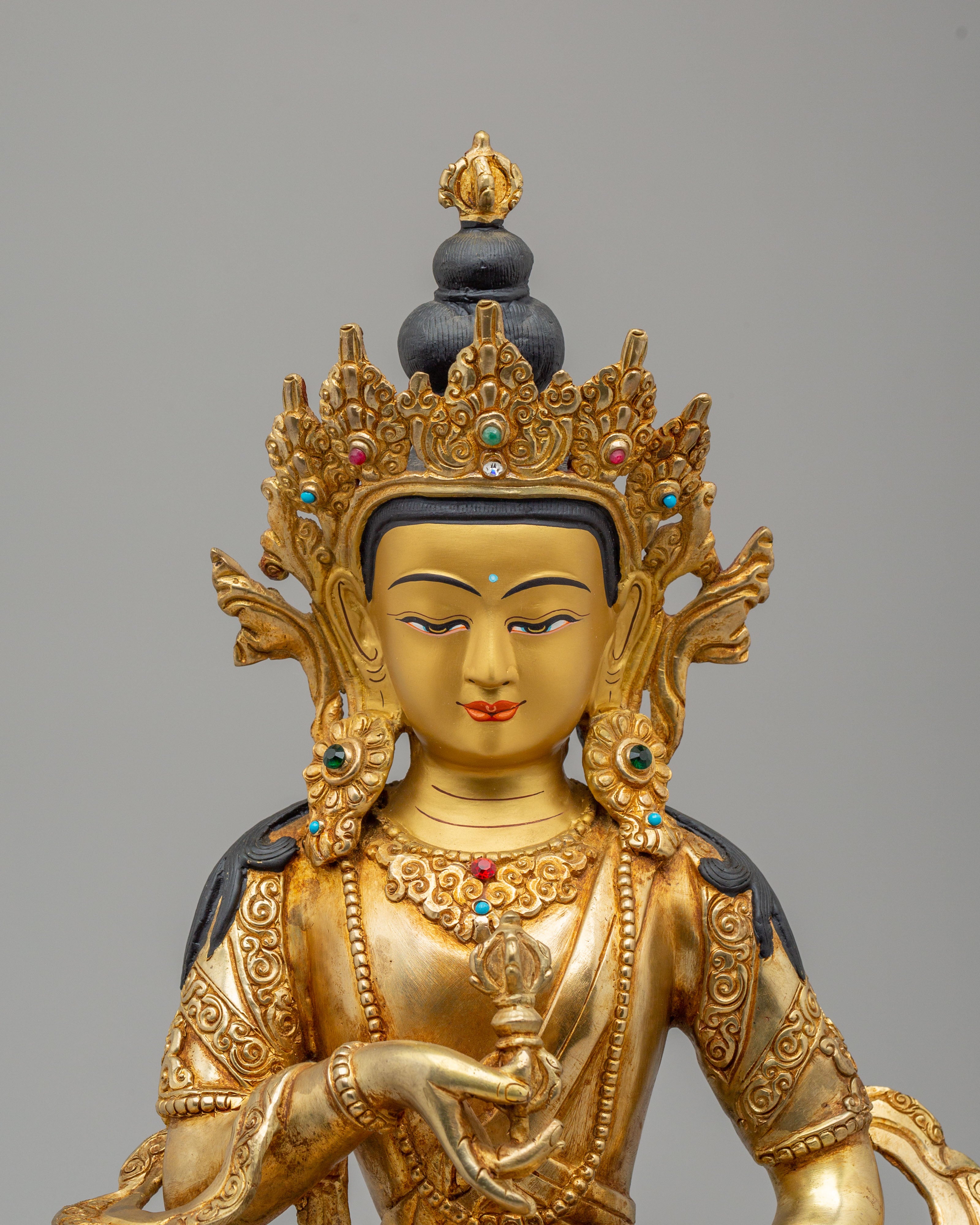Tibetan Buddhist Vajrasattva Statue | 24K Gold Plated Copper Sculpture