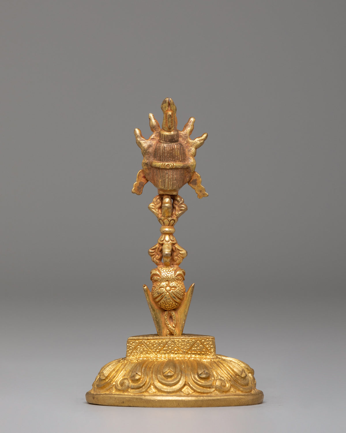 Ceremonial Hayagriva Deity Phurba | Gold Polished Copper Ritual Implement