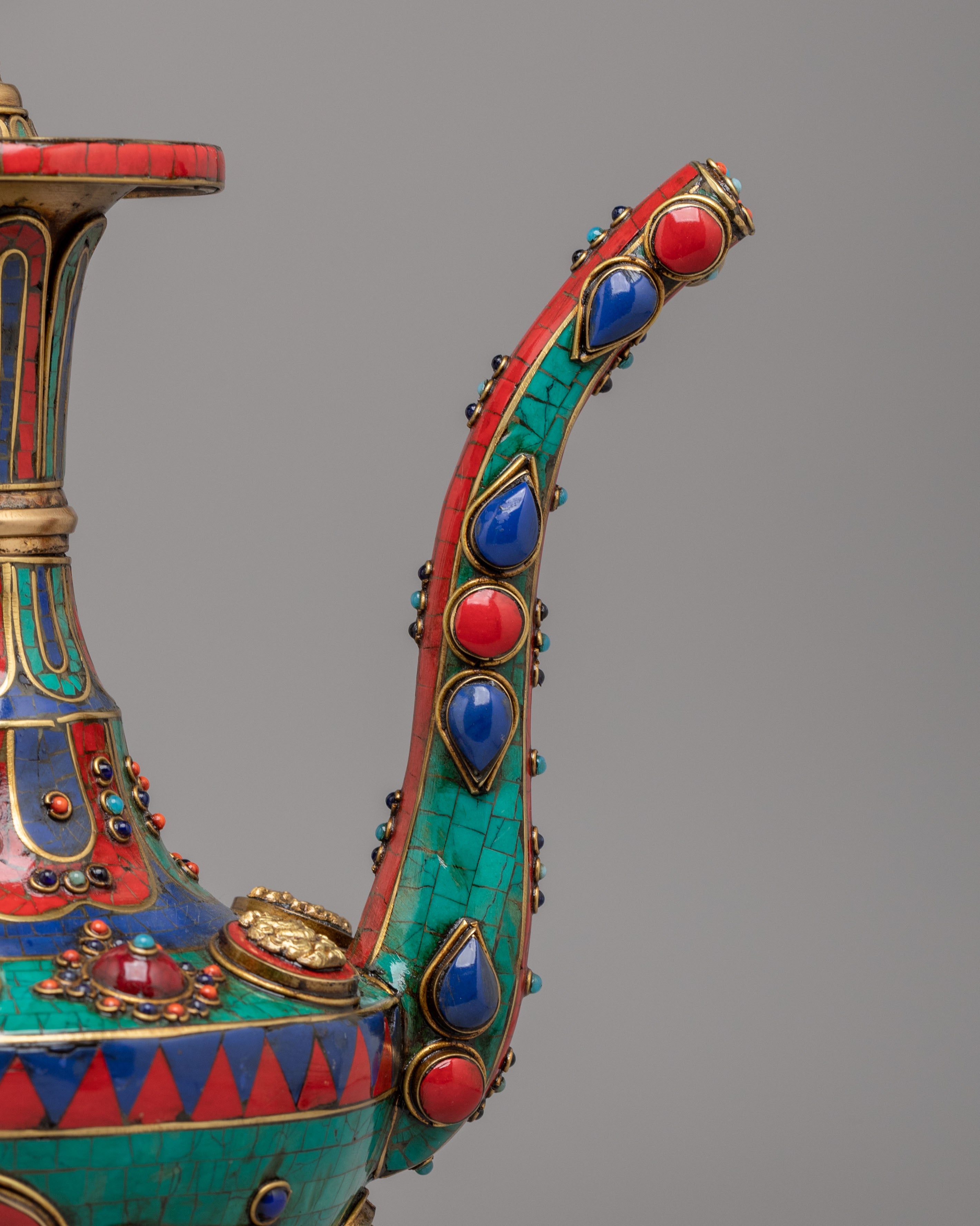 Gemstone Embellished Tea Pot Set | Spiritual Decor for Meditation