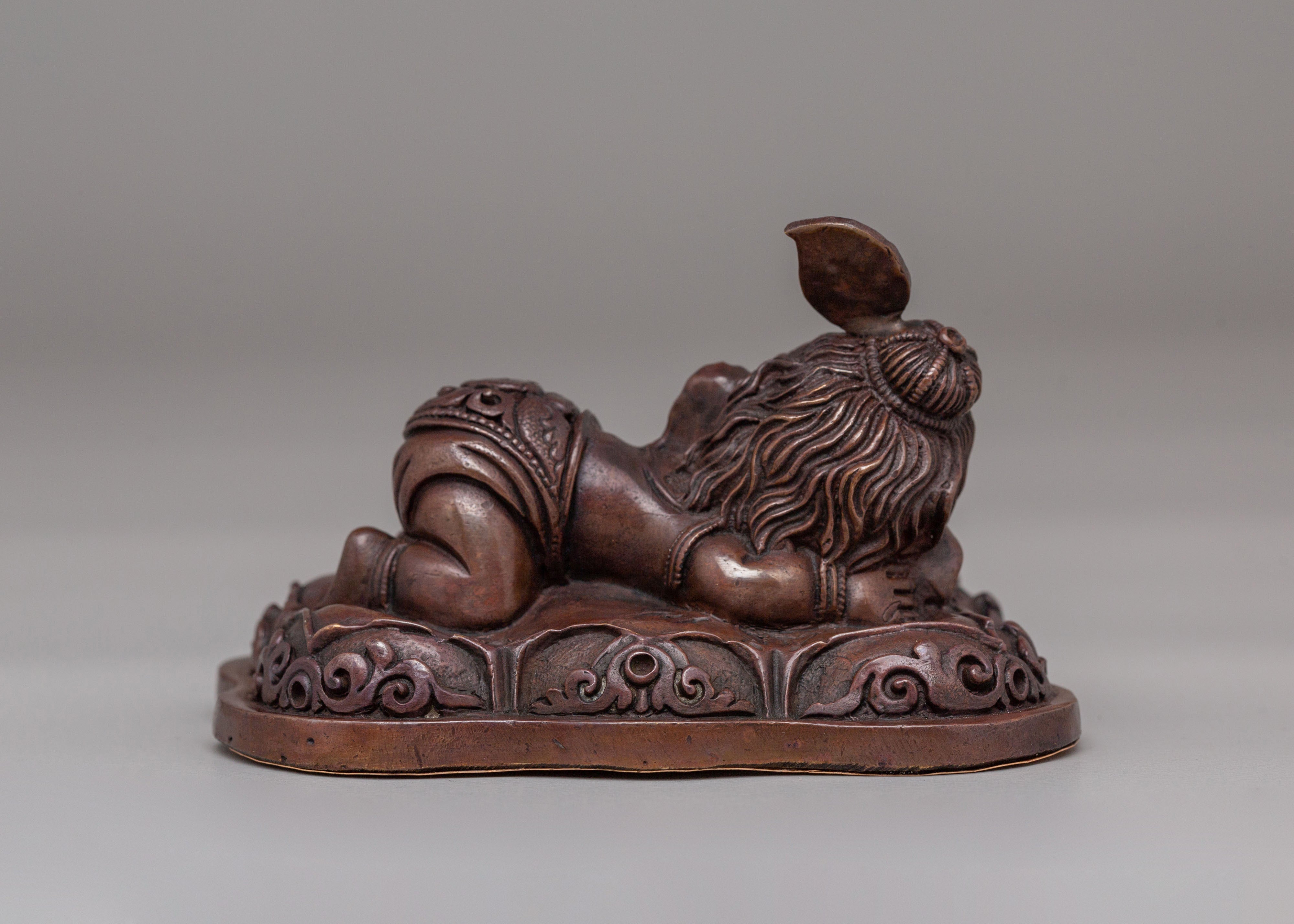Himalayan Ganesha Deity Statue | Oxidized Copper Ganapati Sculpture