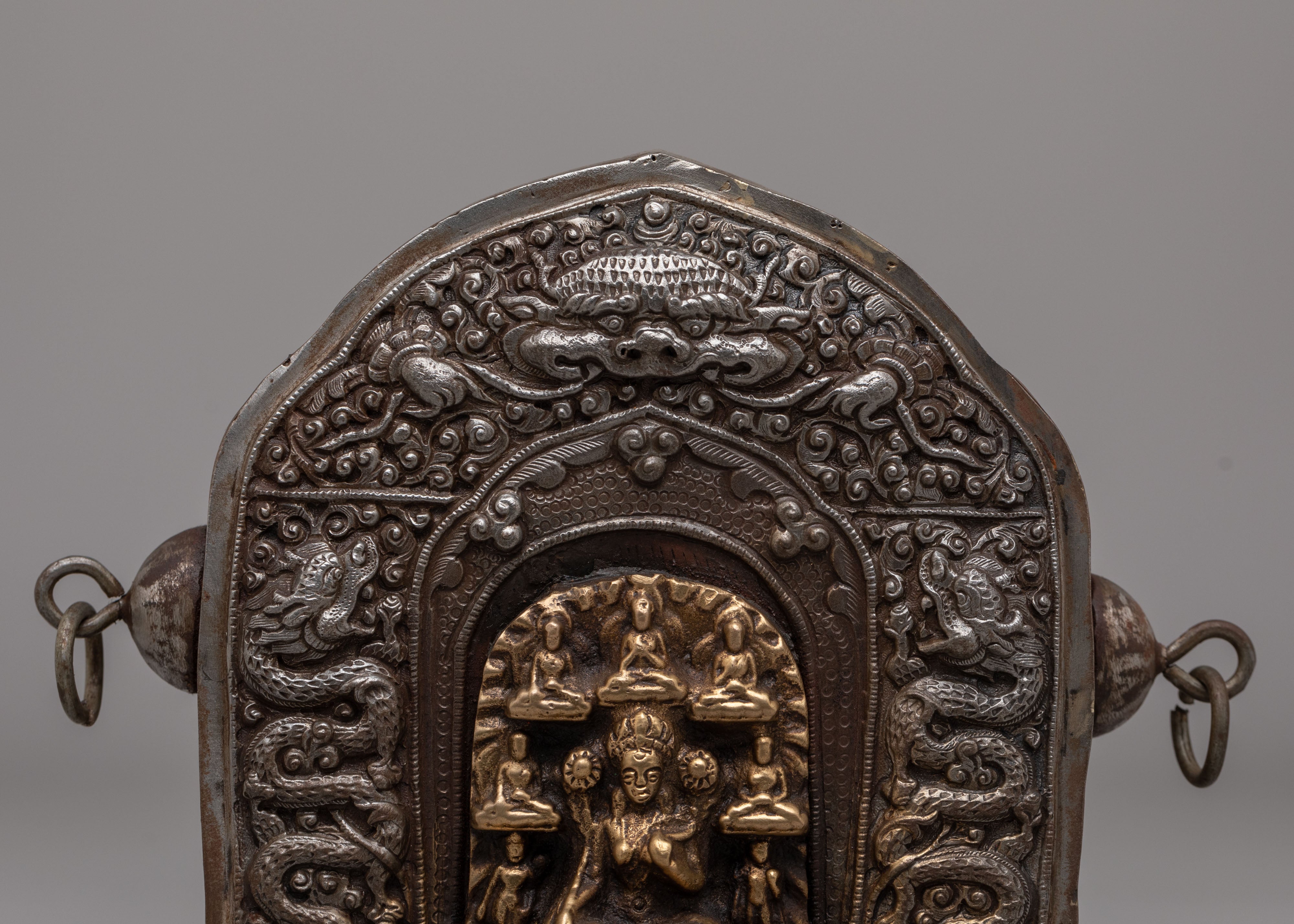 Handcrafted Buddhist Ghau Box with Deity | Tibetan Ritual Box for Offerings