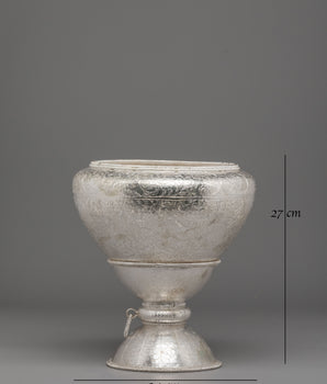 Handmade Golpa Ceremonial Bowl | Silver Plated Ritual Vessel