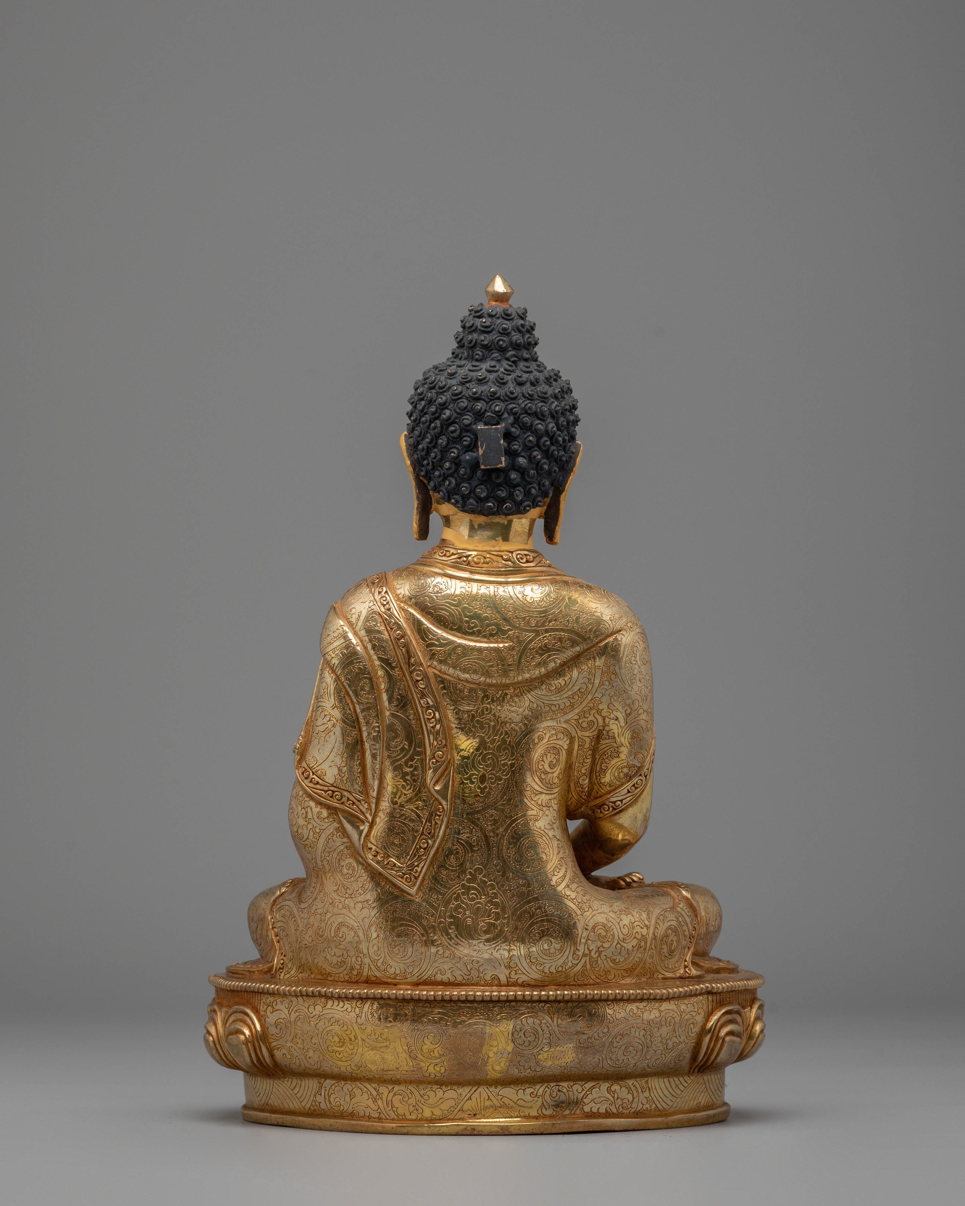 Handcrafted Amitabha Buddha Statue with Copper Body and 24K Gold Gilding