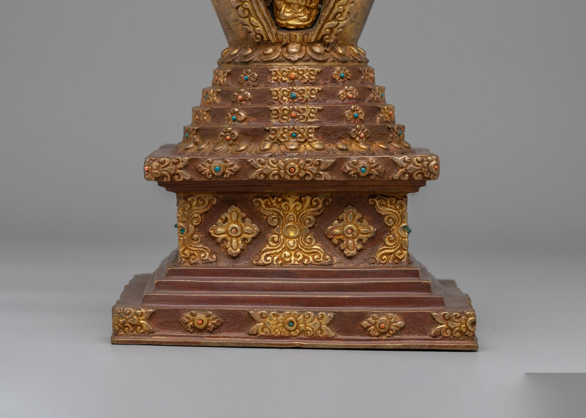 Traditional Altar Lotus Blossom Stupa | Tibetan Buddhist Decor
