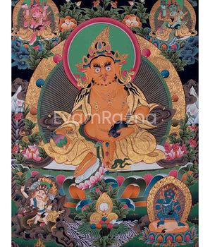 Original Handcrafted Dzambala Thangka Painting | Wealth Deity | Best for the House Warming Gifts | Spiritual Arts | Compassion Yoga