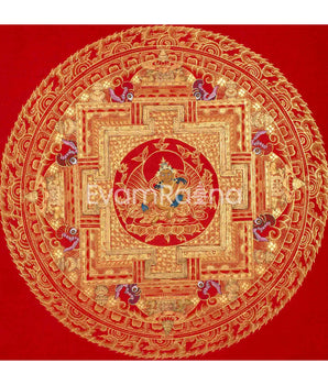 Dzambala, Manjushree, Shakyamuni Buddha Mandala Thangka | Orignal Hand Painted Tibetan Art |