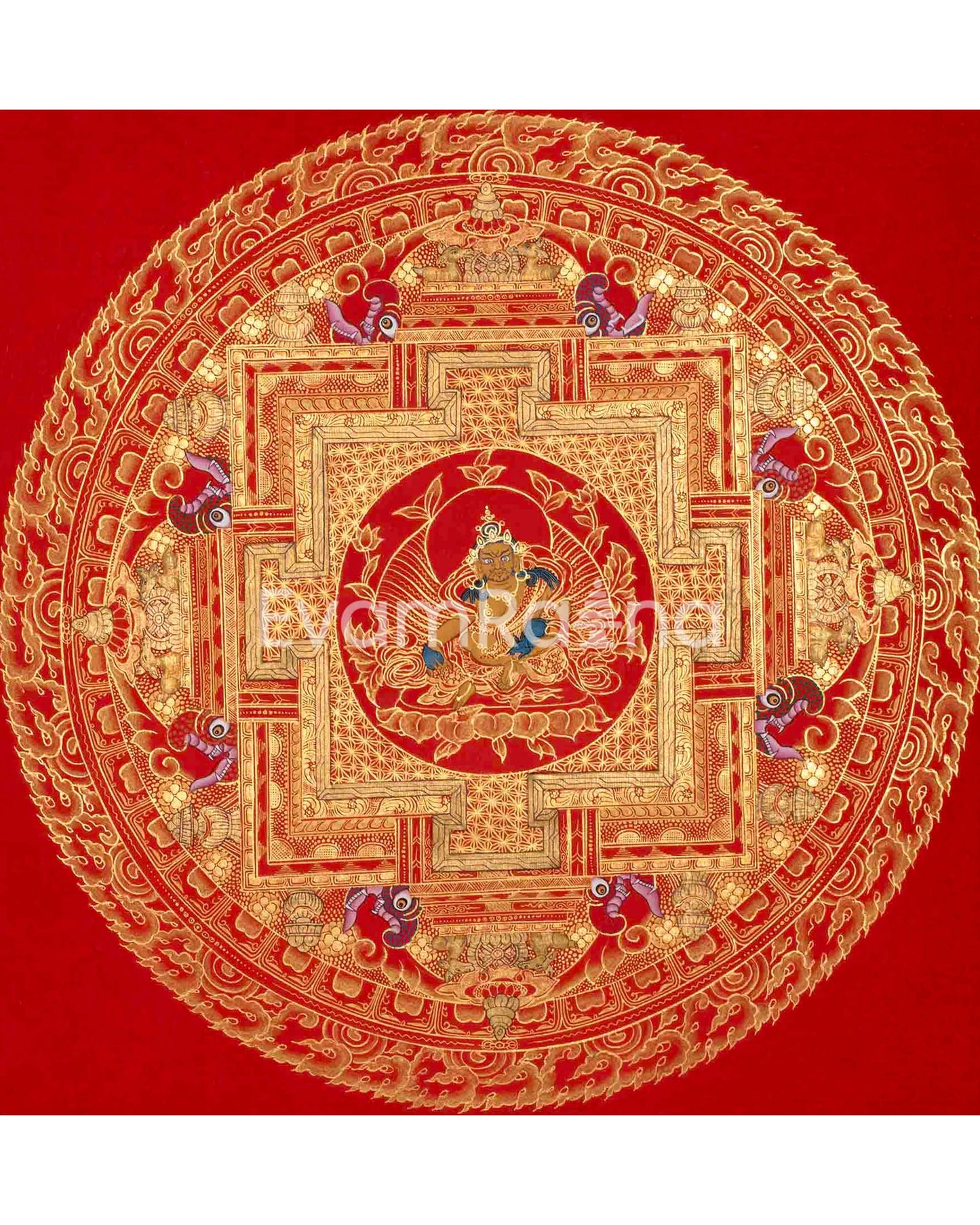 Dzambala, Manjushree, Shakyamuni Buddha Mandala Thangka | Orignal Hand Painted Tibetan Art |