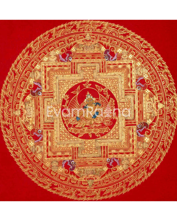 Dzambala, Manjushree, Shakyamuni Buddha Mandala Thangka | Orignal Hand Painted Tibetan Art |