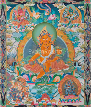High-Quality Big Five Dzambala Thangka Painting | Tibetan Kubera Thangka | God of Wealth |