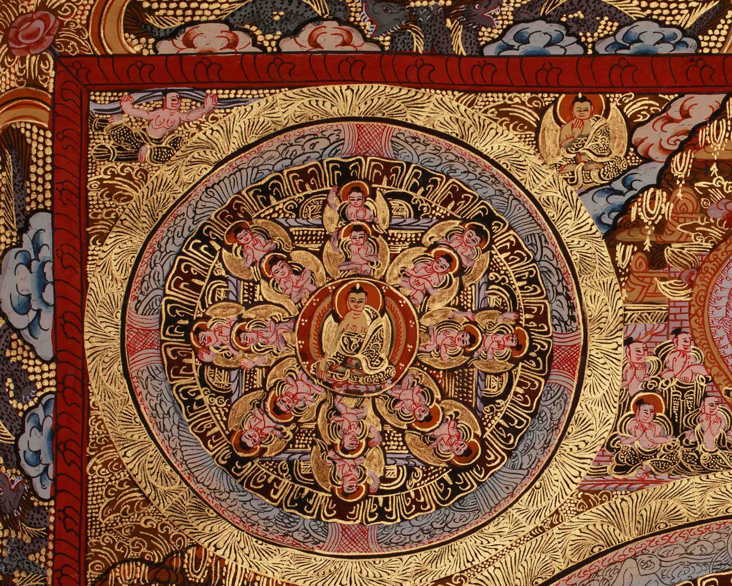 Buddha Mandala Sacred Artwork | Tibetan Mandala Of Wisdom & Compassion | Spiritual Altar
