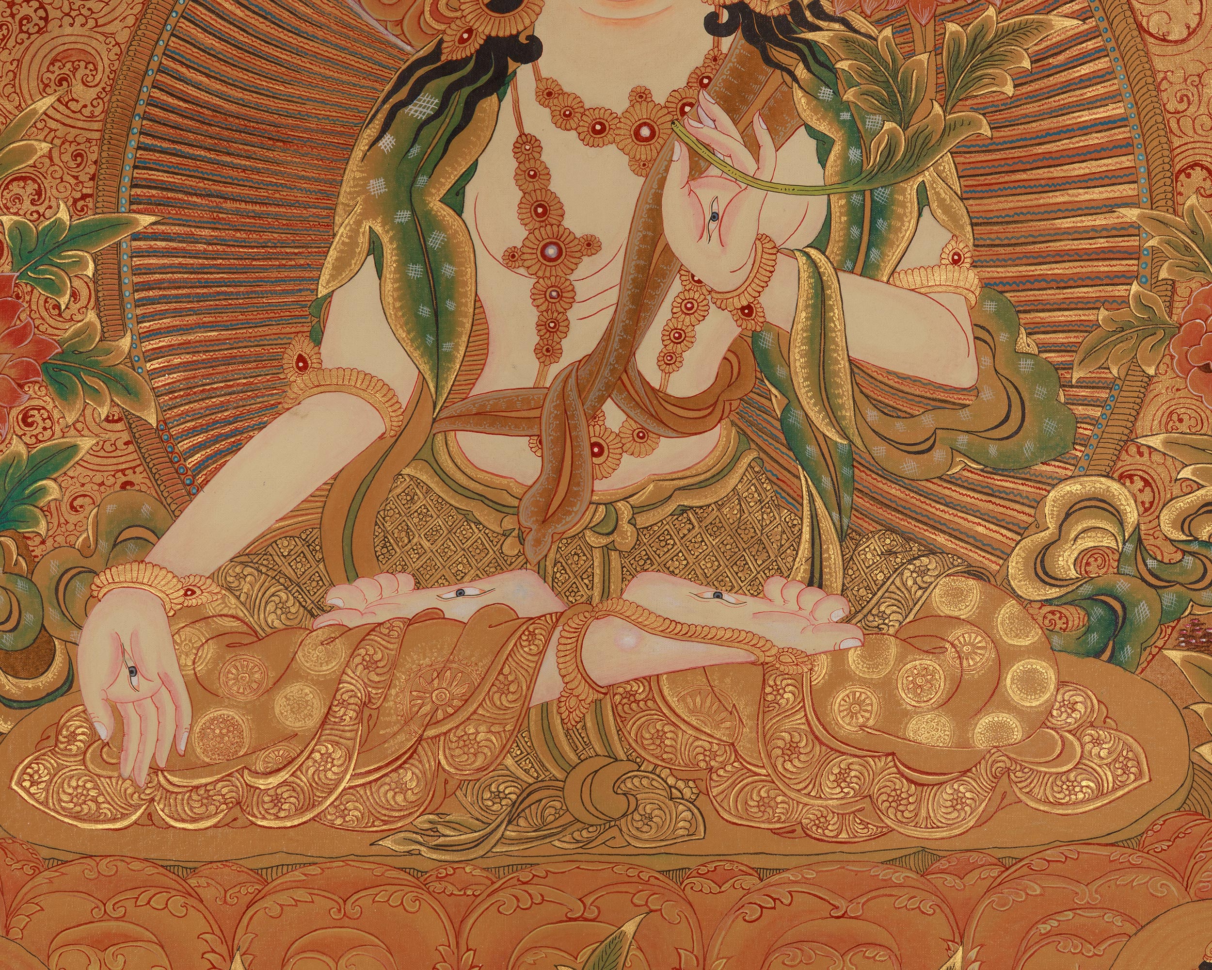Female Buddha White Tara Thangka | Longevity Deity