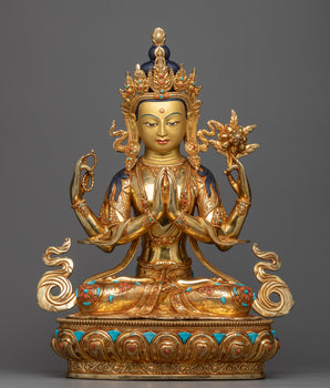 chenrezig-gilt copper statue