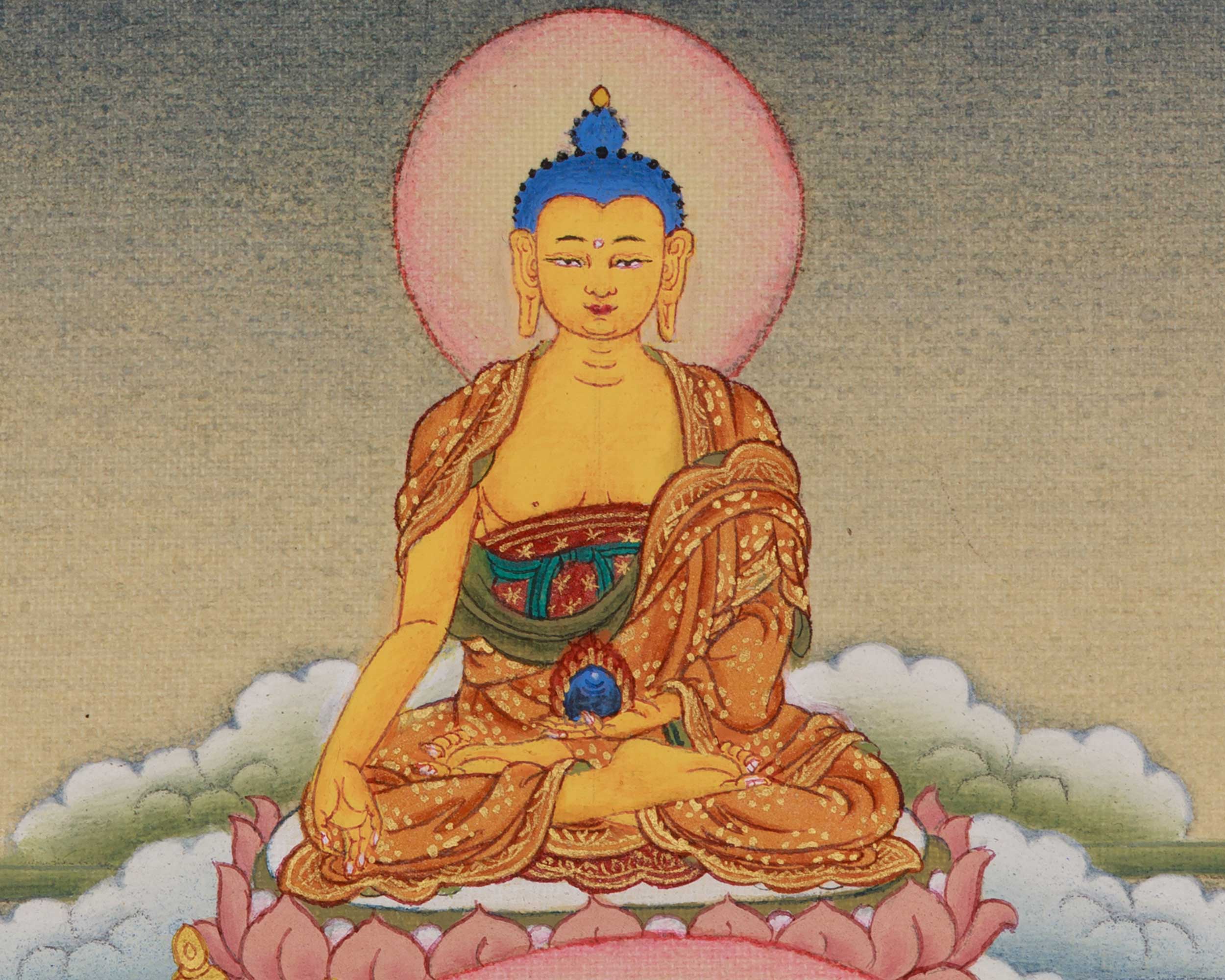 Traditional Thangka of Namtoshe with Ratnasambhava | A Sacred Representation of Abundance