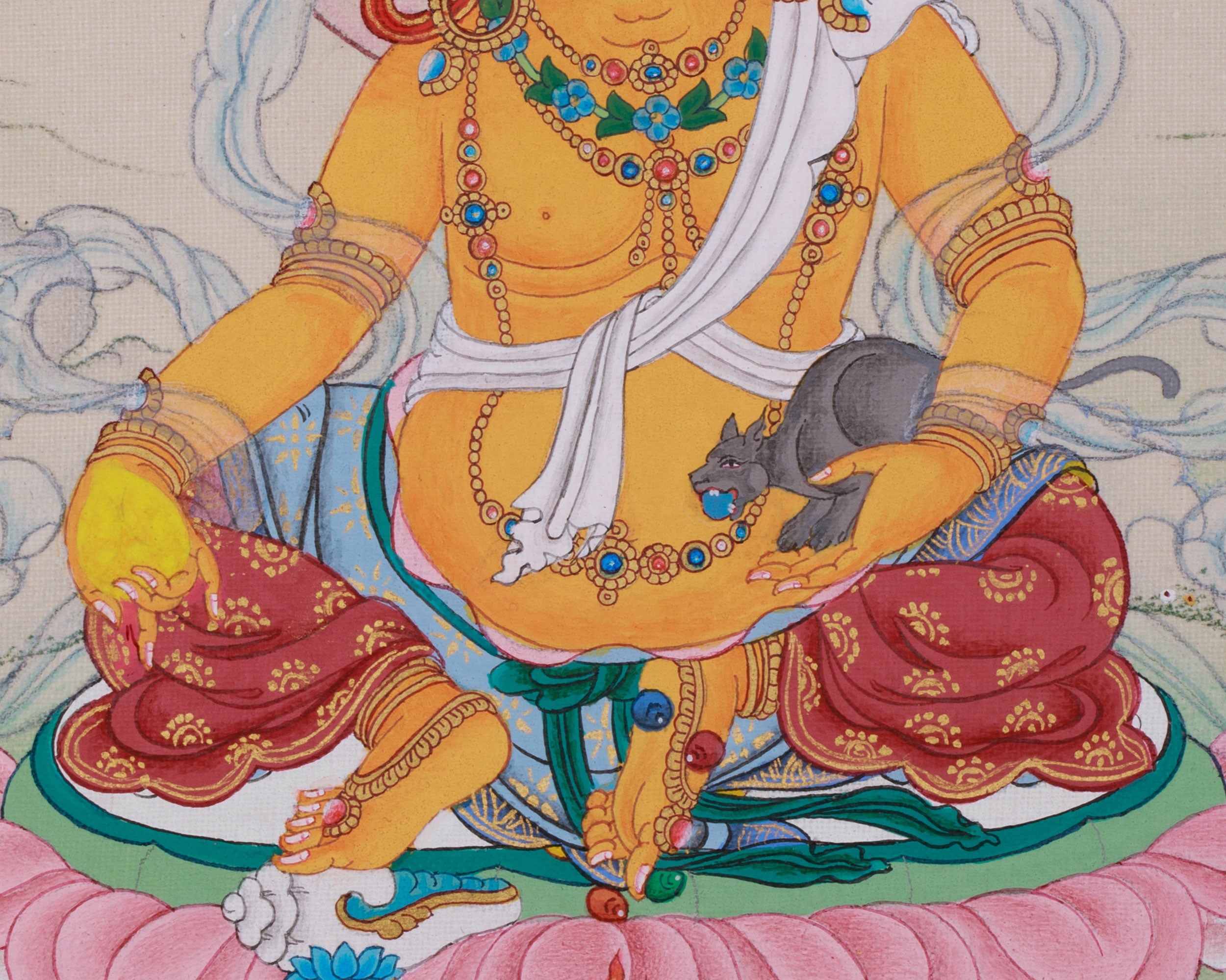 Vajrayana Abundance Deity Dzambhala Art | A Sacred Symbol of Prosperity and Fortune