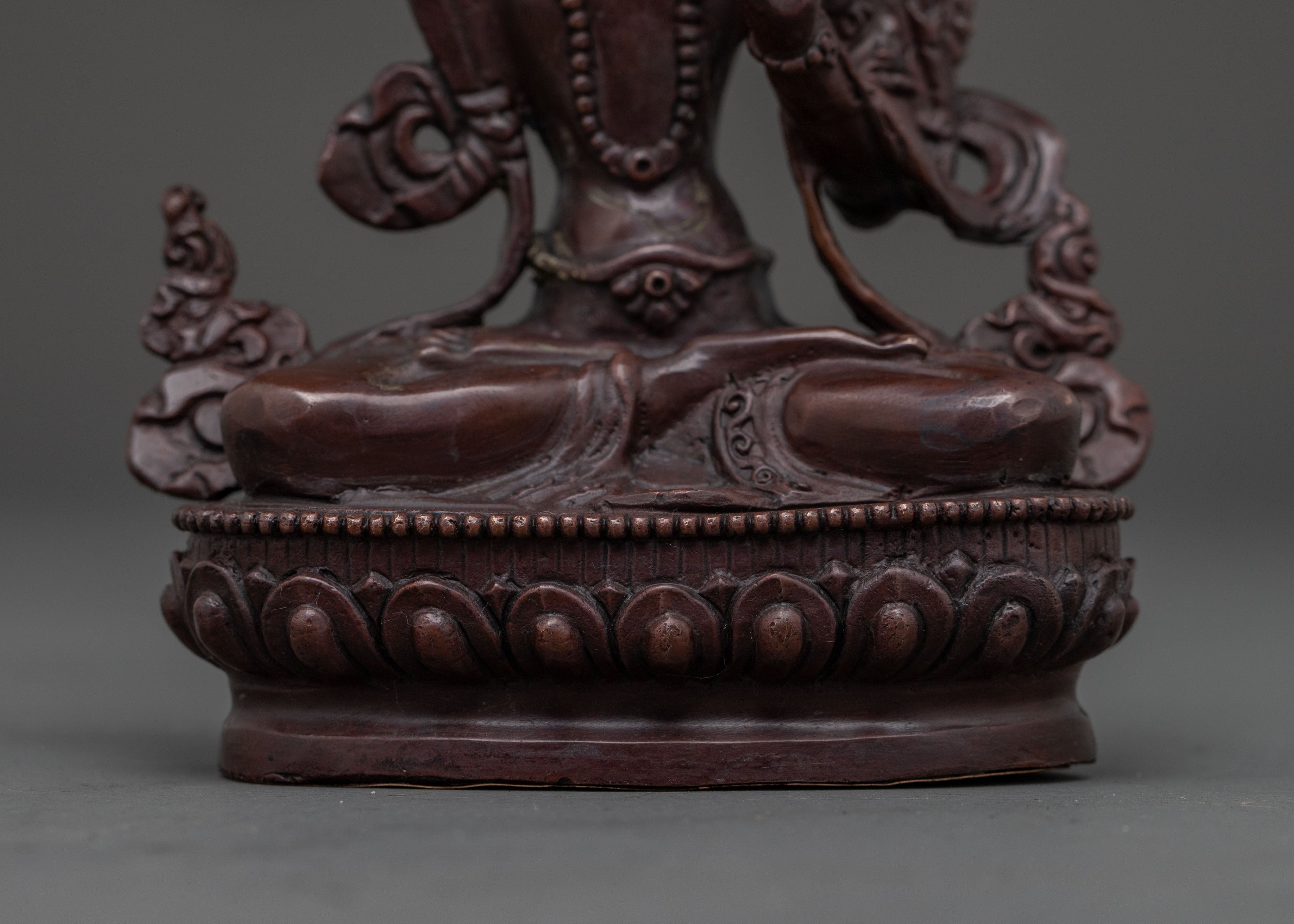 Sacred Manjushri Oxidized Copper Statue | Buddhist Wisdom Art